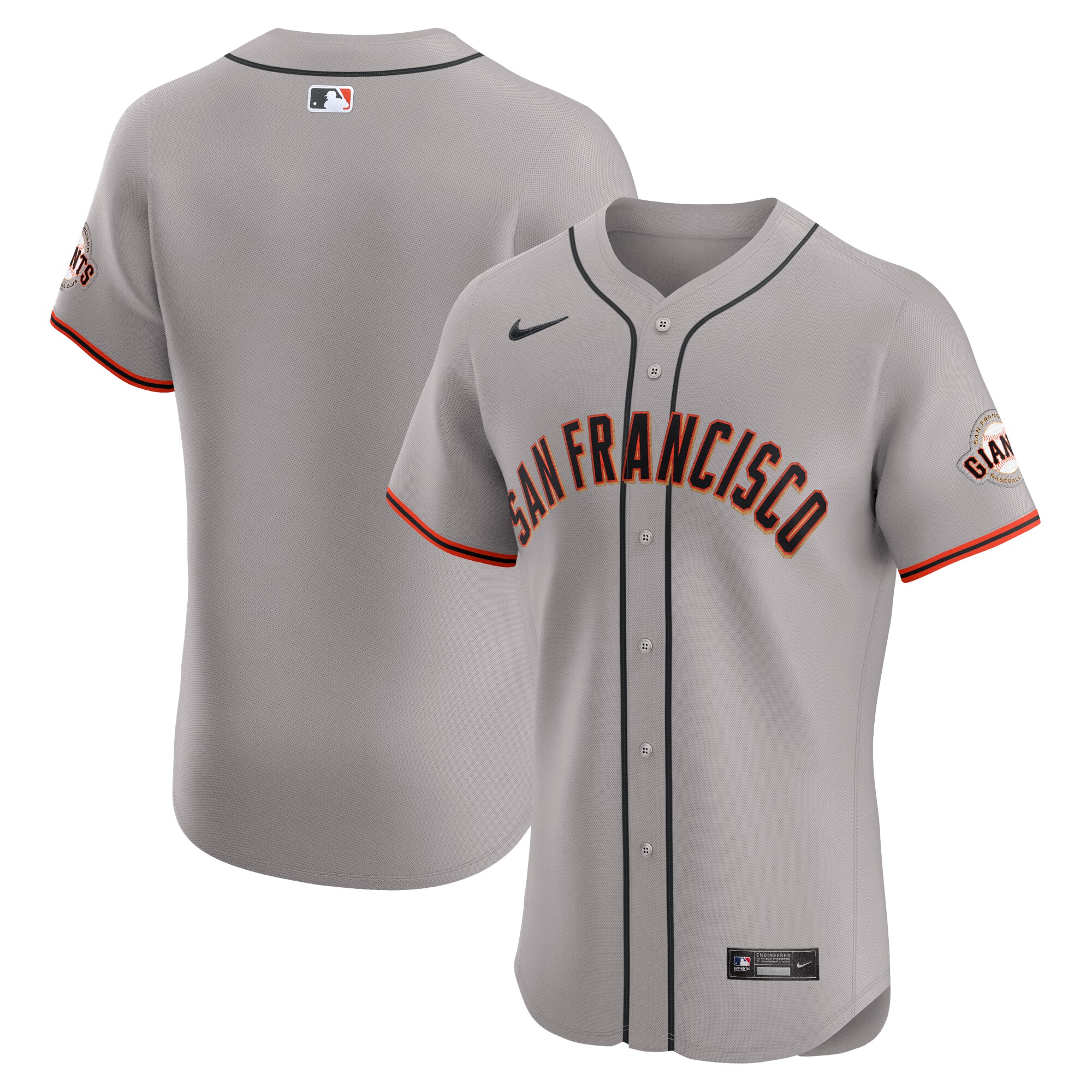 Men's San Francisco Giants Gray Road Vapor Premier Elite Patch Jersey 