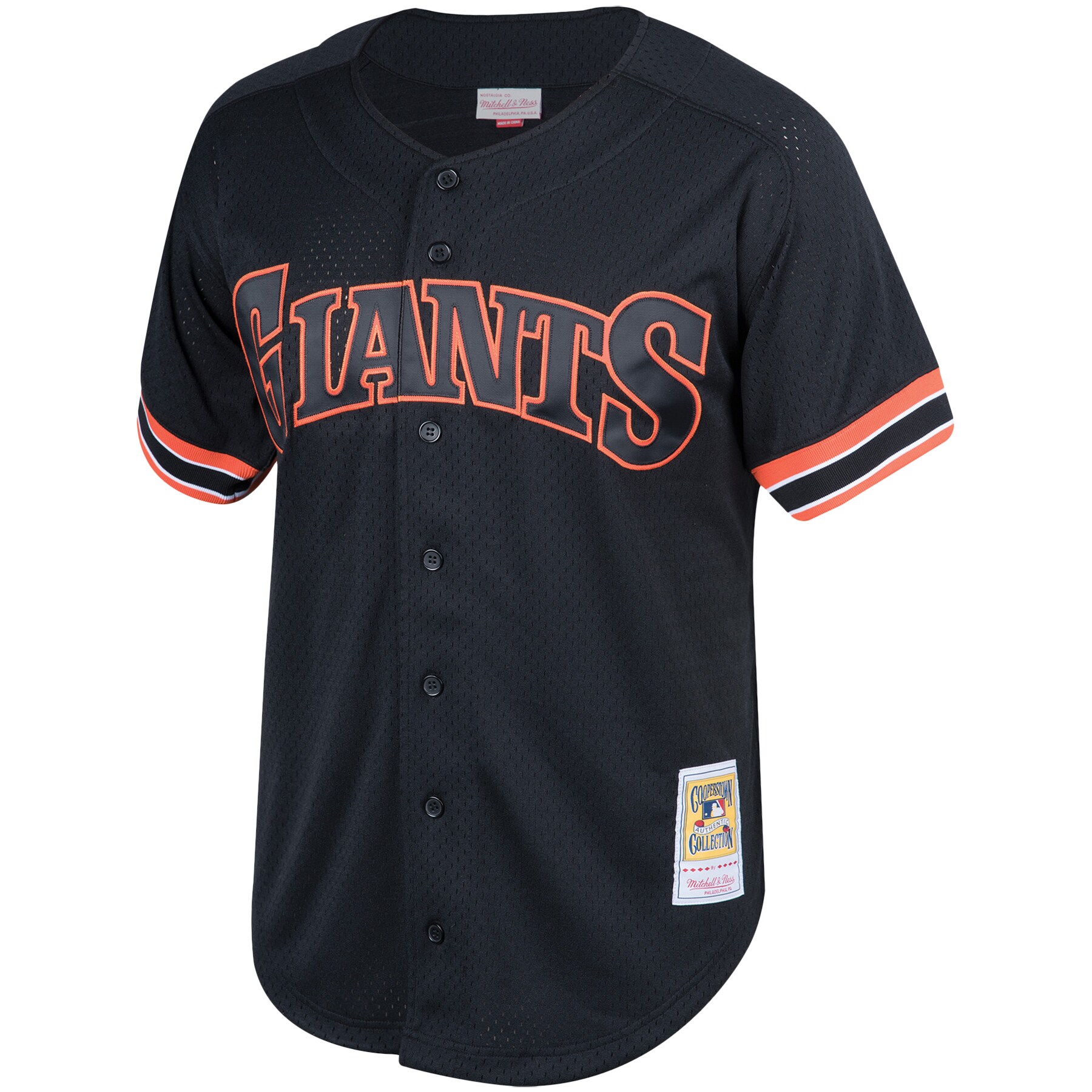 Alternative view of Men's San Francisco Giants Will Clark Mitchell & Ness Black Cooperstown Collection Mesh Batting Practice Button-Up Jersey 