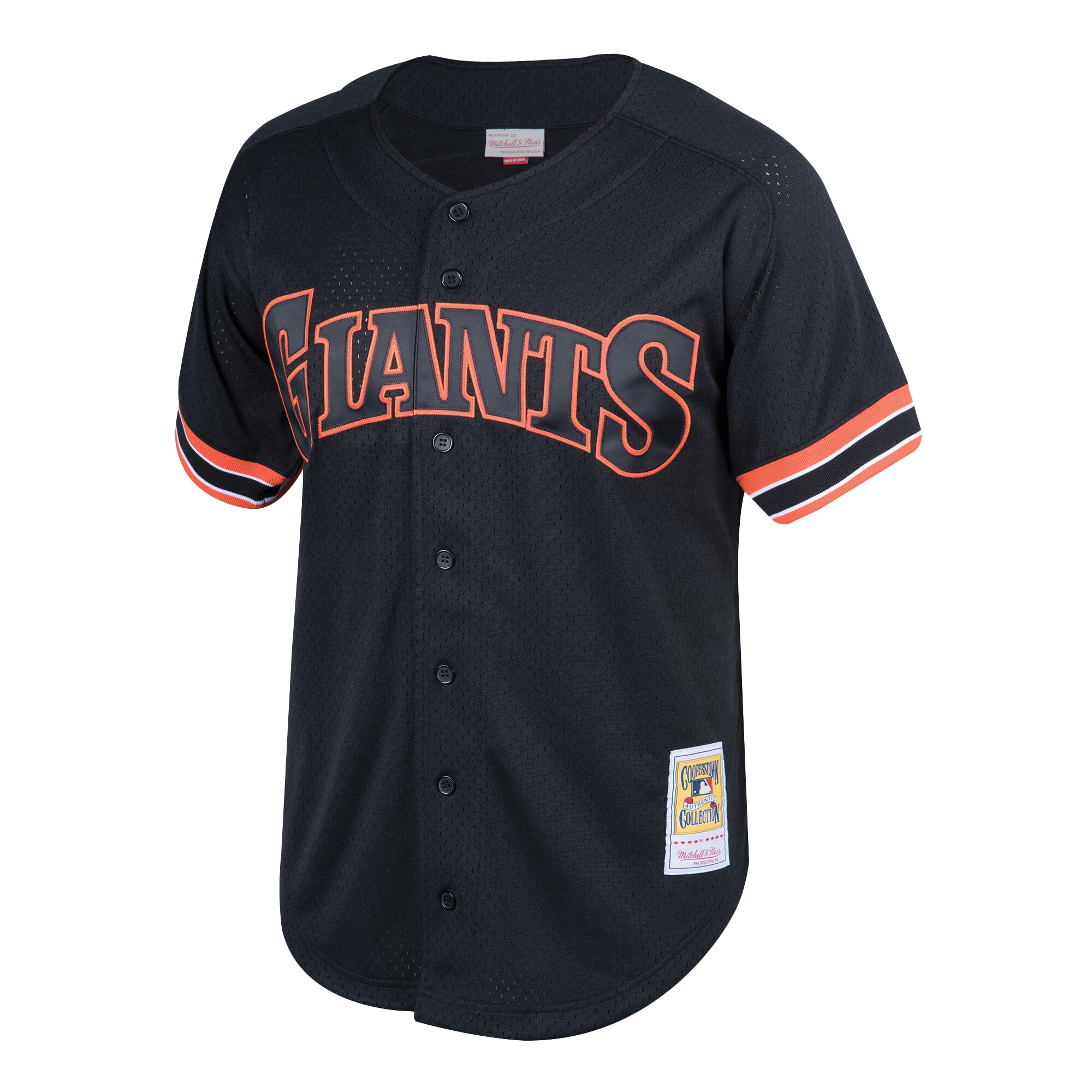 Alternative view of Men's San Francisco Giants Will Clark Mitchell & Ness Black Cooperstown Collection Mesh Batting Practice Button-Up Jersey 