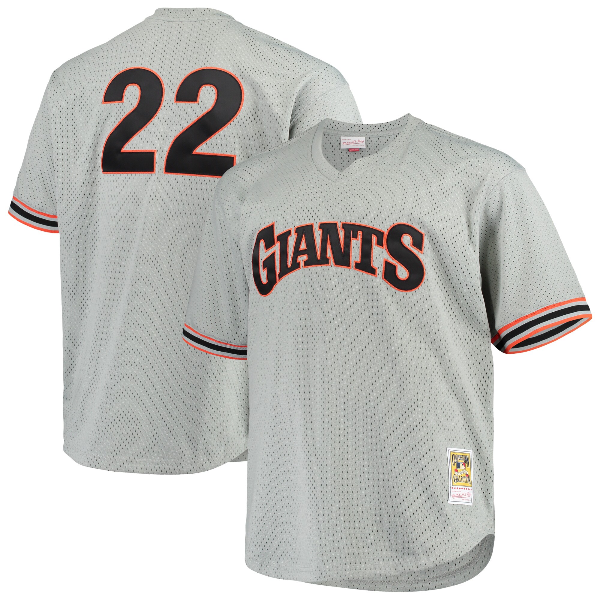 Men's San Francisco Giants Will Clark Mitchell & Ness Gray Big & Tall Cooperstown Collection Mesh Batting Practice Jersey 