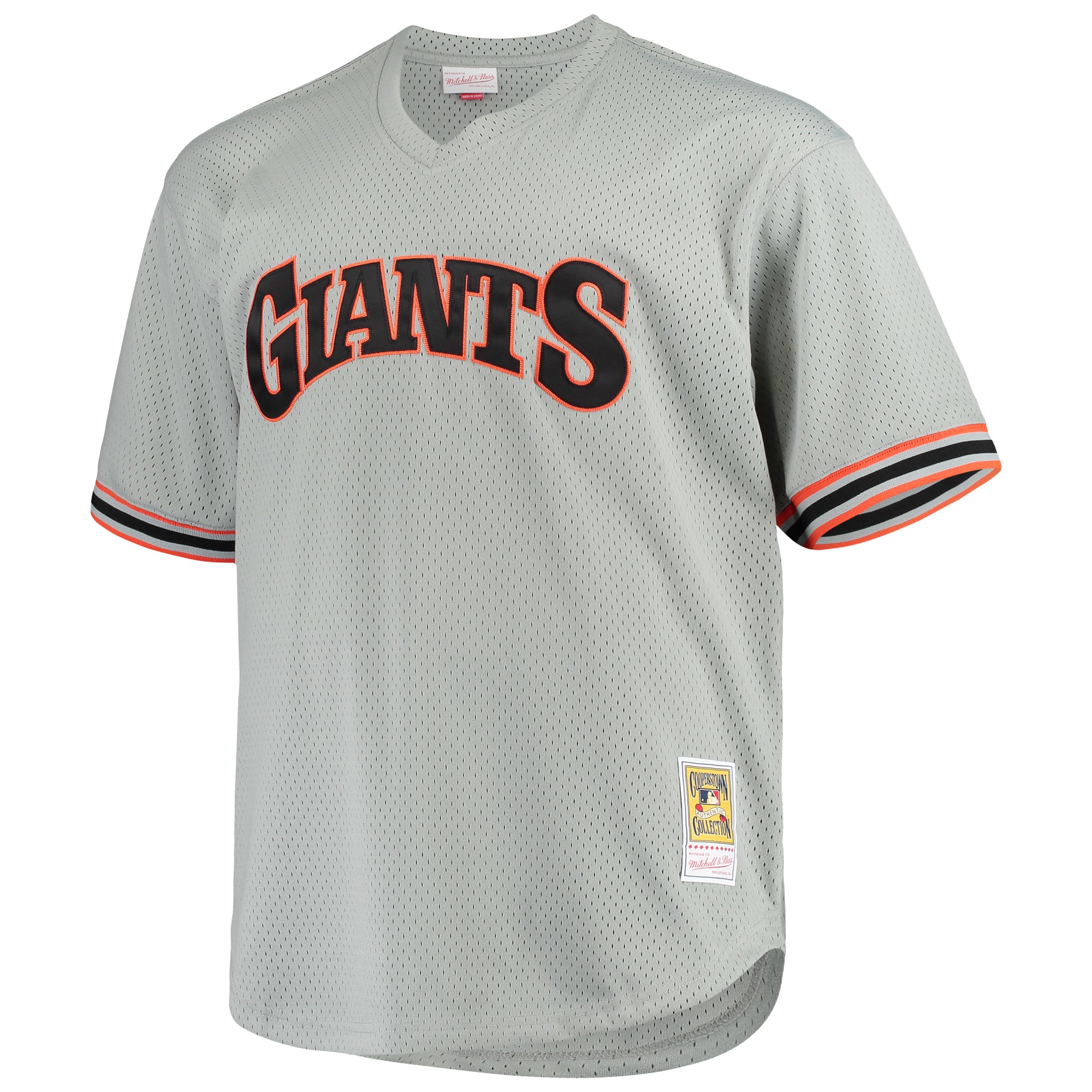 Alternative view of Men's San Francisco Giants Will Clark Mitchell & Ness Gray Big & Tall Cooperstown Collection Mesh Batting Practice Jersey 