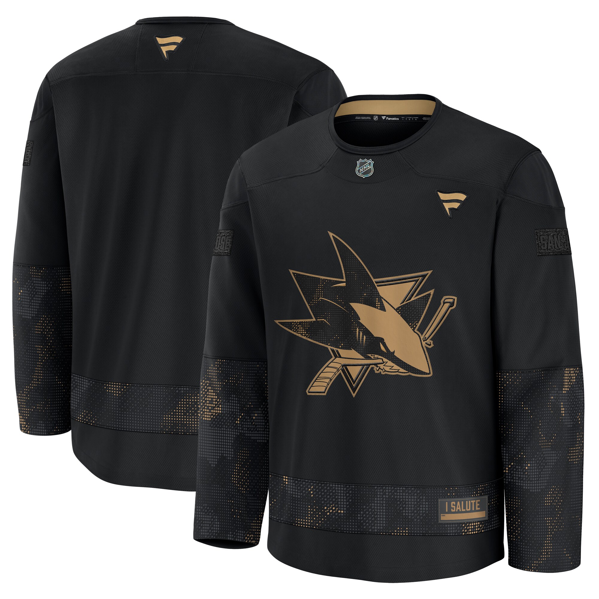 Men's San Jose Sharks Black 2024 Military Appreciation Practice Jersey - JS816 