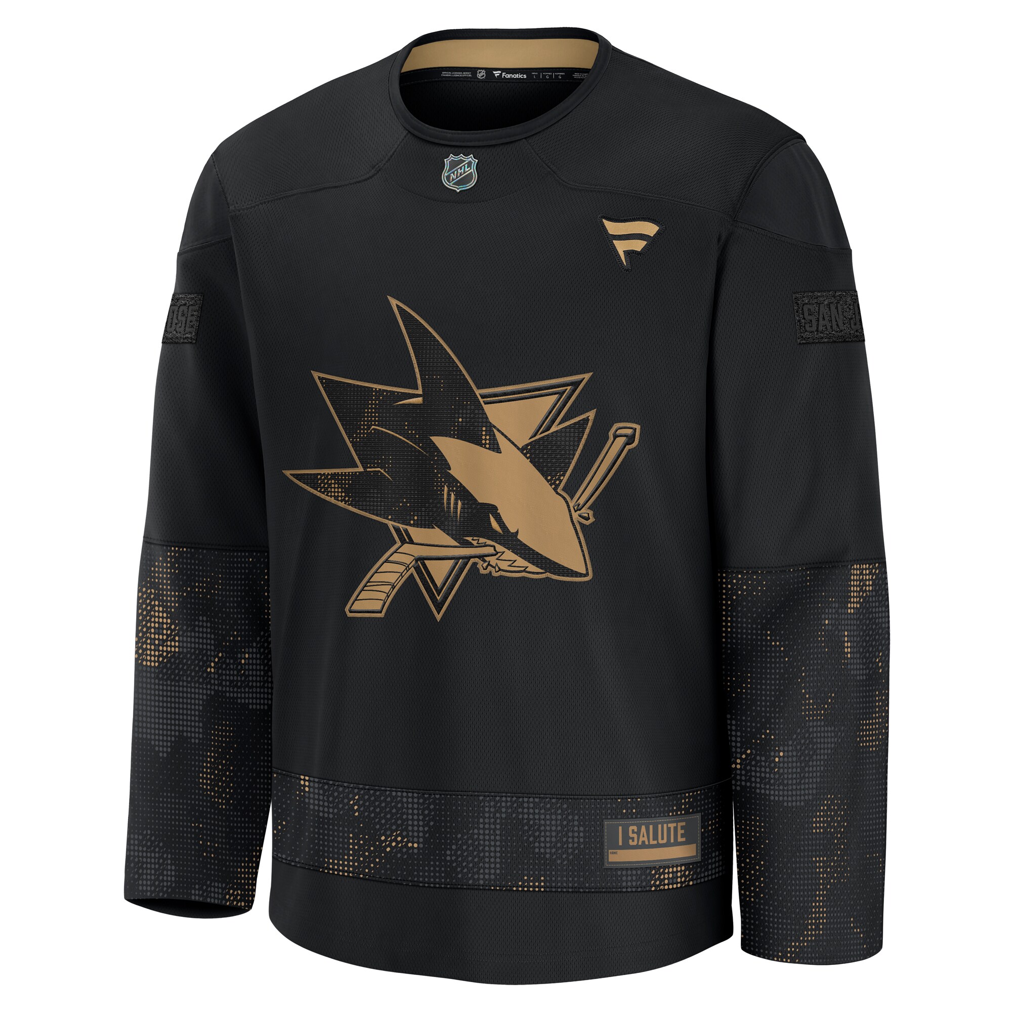 Alternative view of Men's San Jose Sharks Black 2024 Military Appreciation Practice Jersey - JS816 