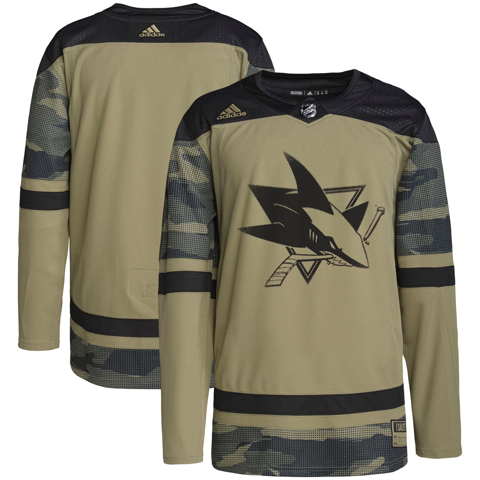 Men's San Jose Sharks Camo Military Appreciation Team Practice Jersey - JS300 
