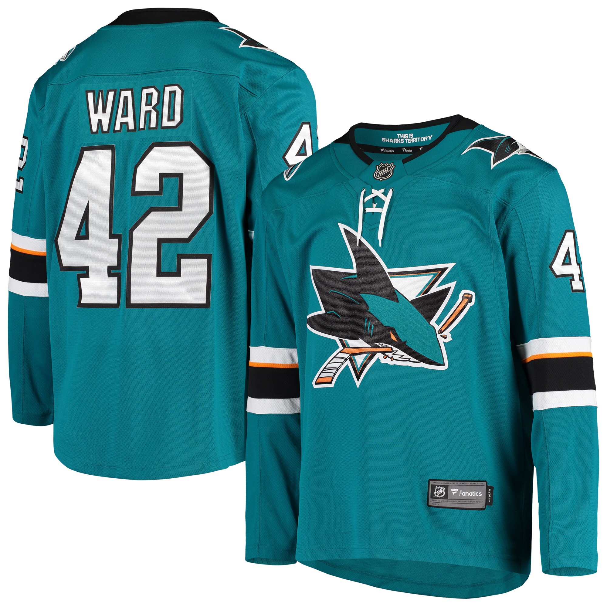 Men's San Jose Sharks Joel Ward Teal Breakaway Home Player Jersey - JS500 