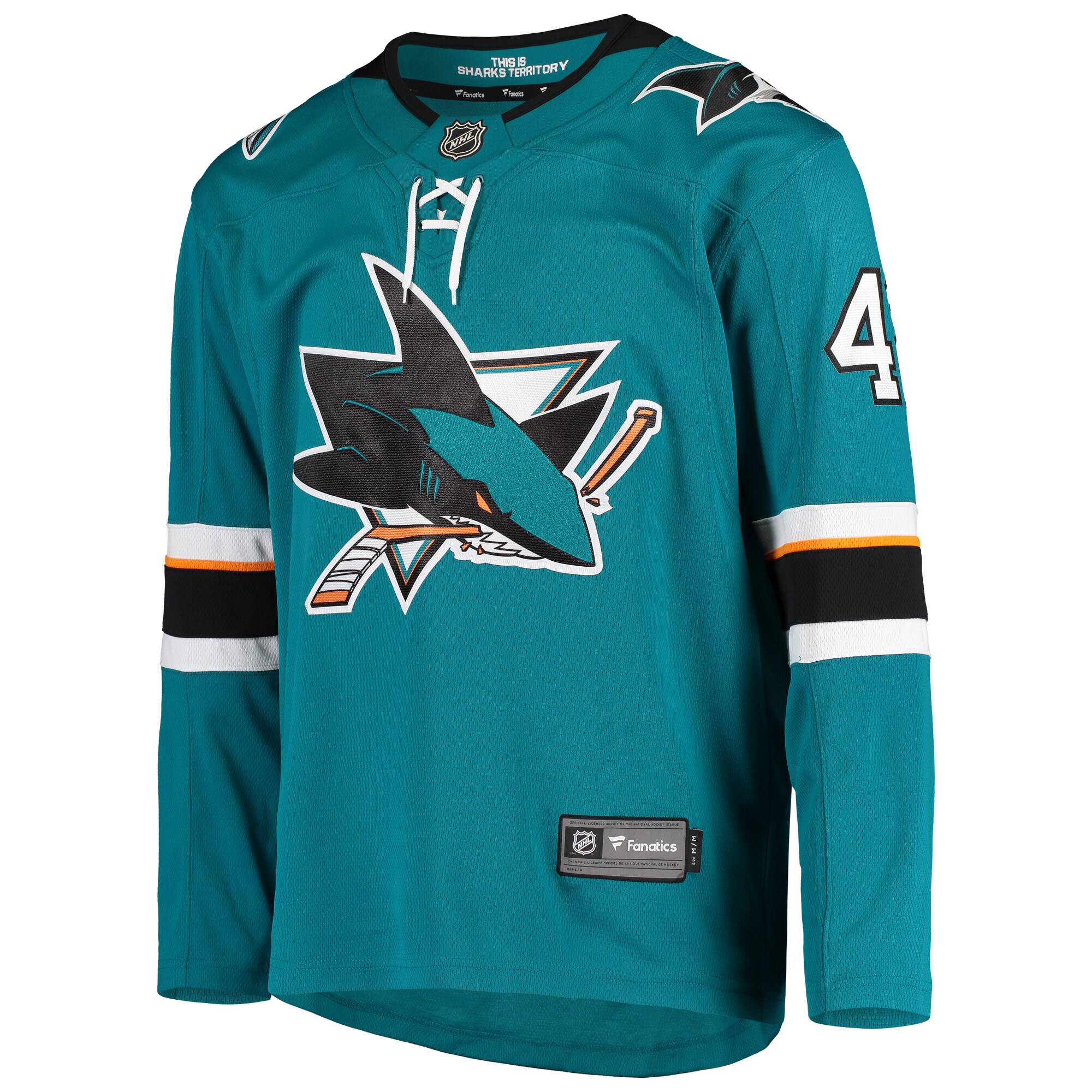 Alternative view of Men's San Jose Sharks Joel Ward Teal Breakaway Home Player Jersey - JS500 
