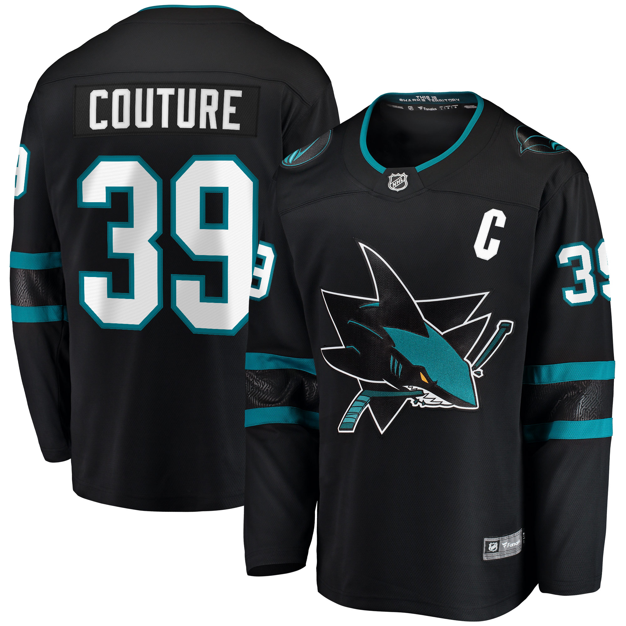 Men's San Jose Sharks Logan Couture Black Alternate Premier Breakaway Player Captain Jersey - JS204 