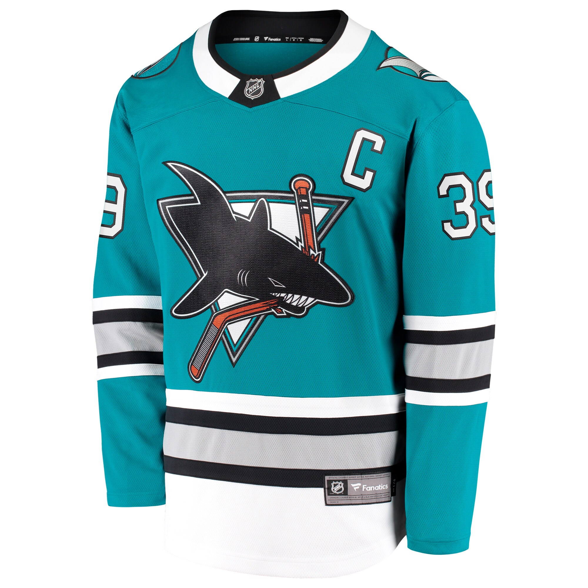 Alternative view of Men's San Jose Sharks Logan Couture Teal 30th Anniversary Premier Breakaway Player Jersey - JS811 