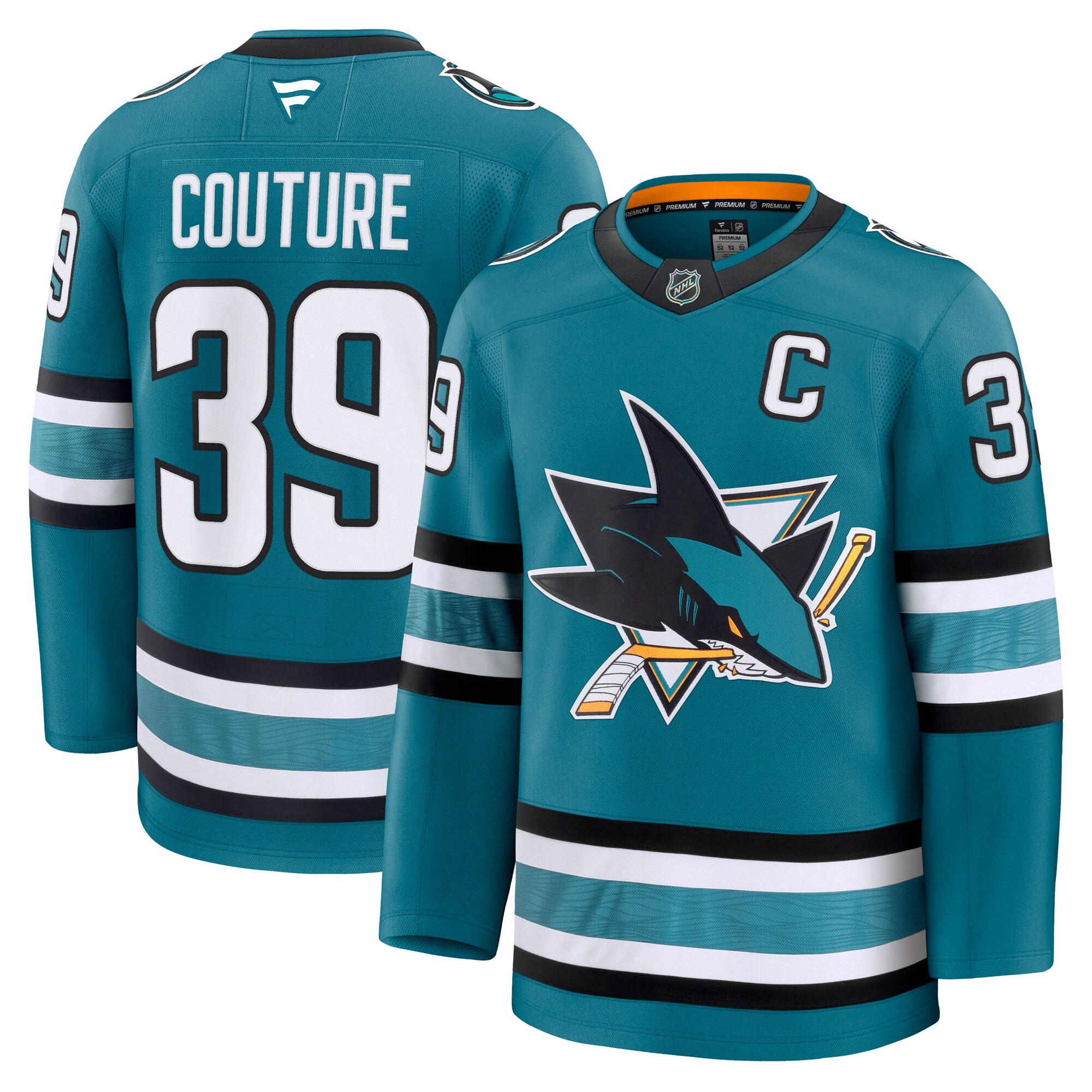 Men's San Jose Sharks Logan Couture Teal Home Premium Jersey - JS180 