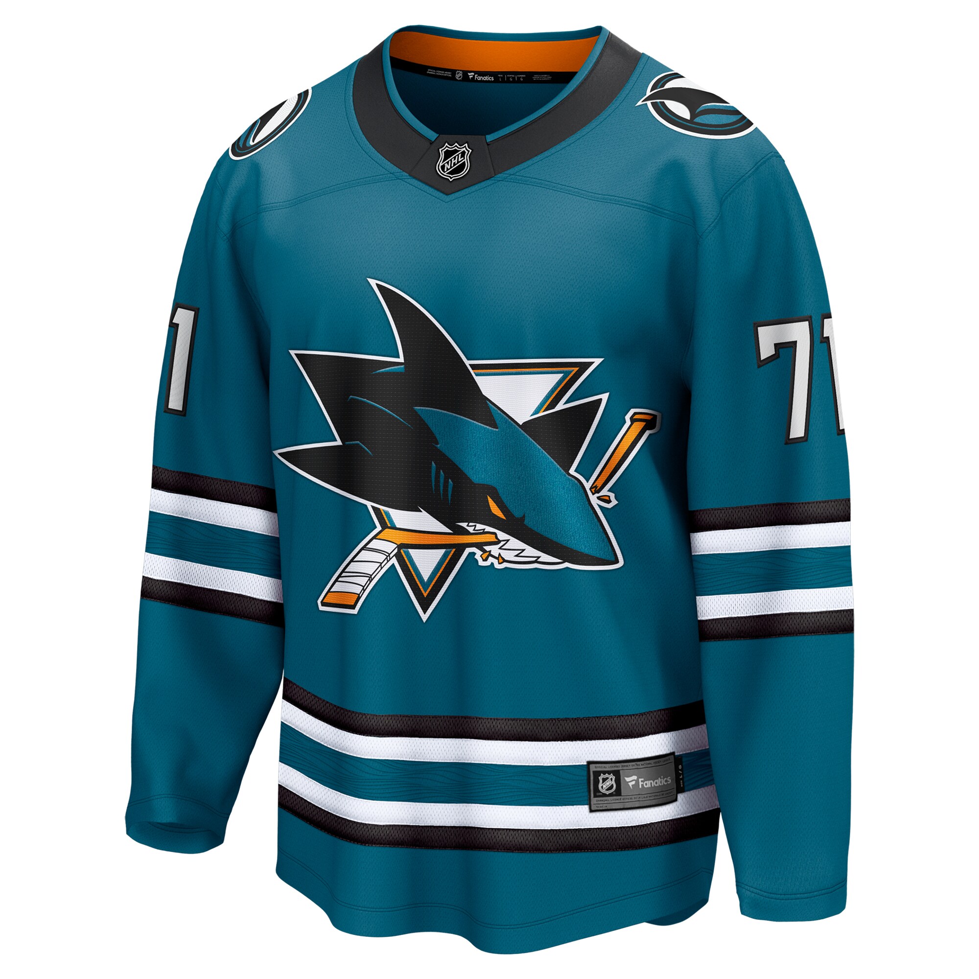 Alternative view of Men's San Jose Sharks Macklin Celebrini Teal Home Breakaway Jersey - JS468 