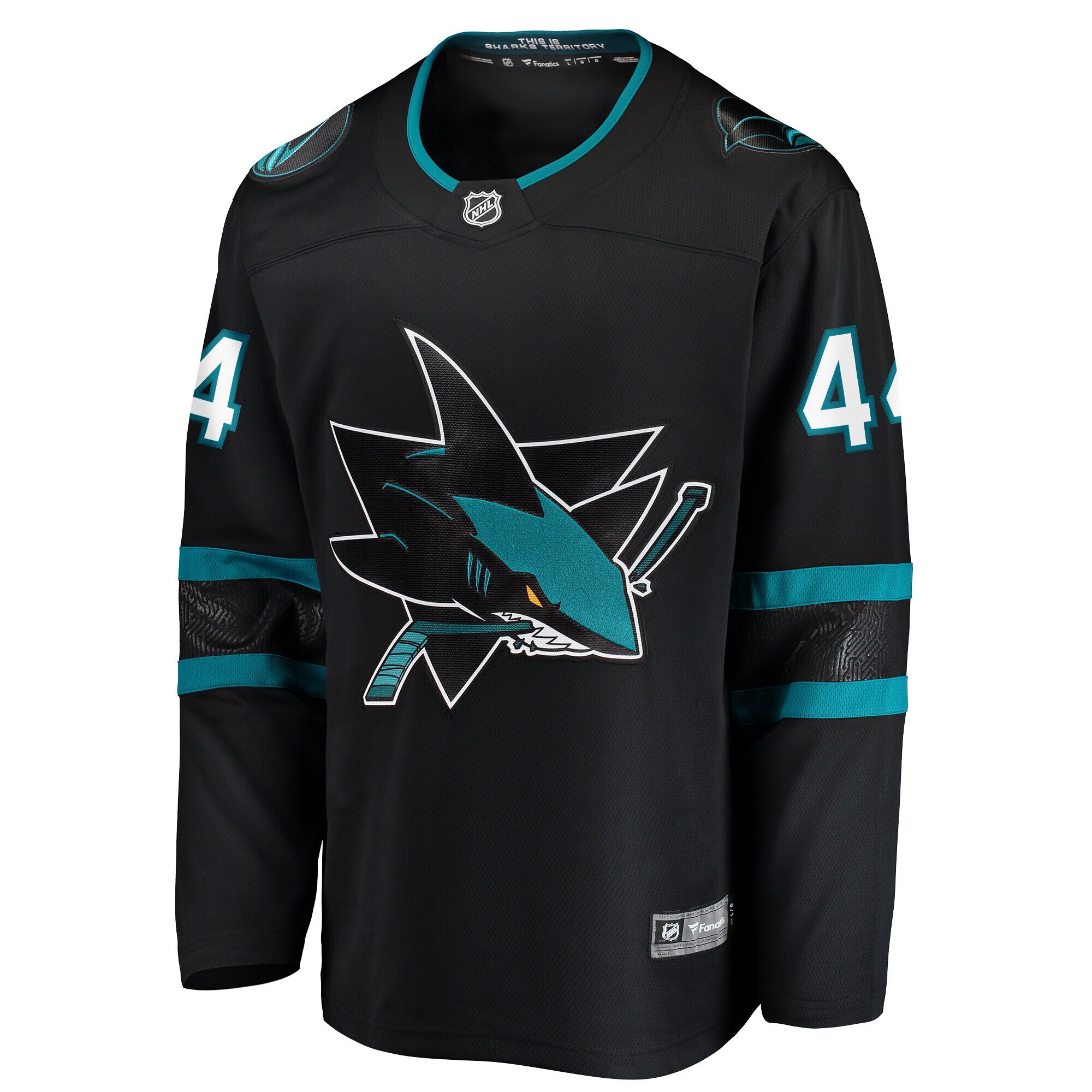 Alternative view of Men's San Jose Sharks Marc-Edouard Vlasic Black Premier Breakaway Player Jersey - JS808 
