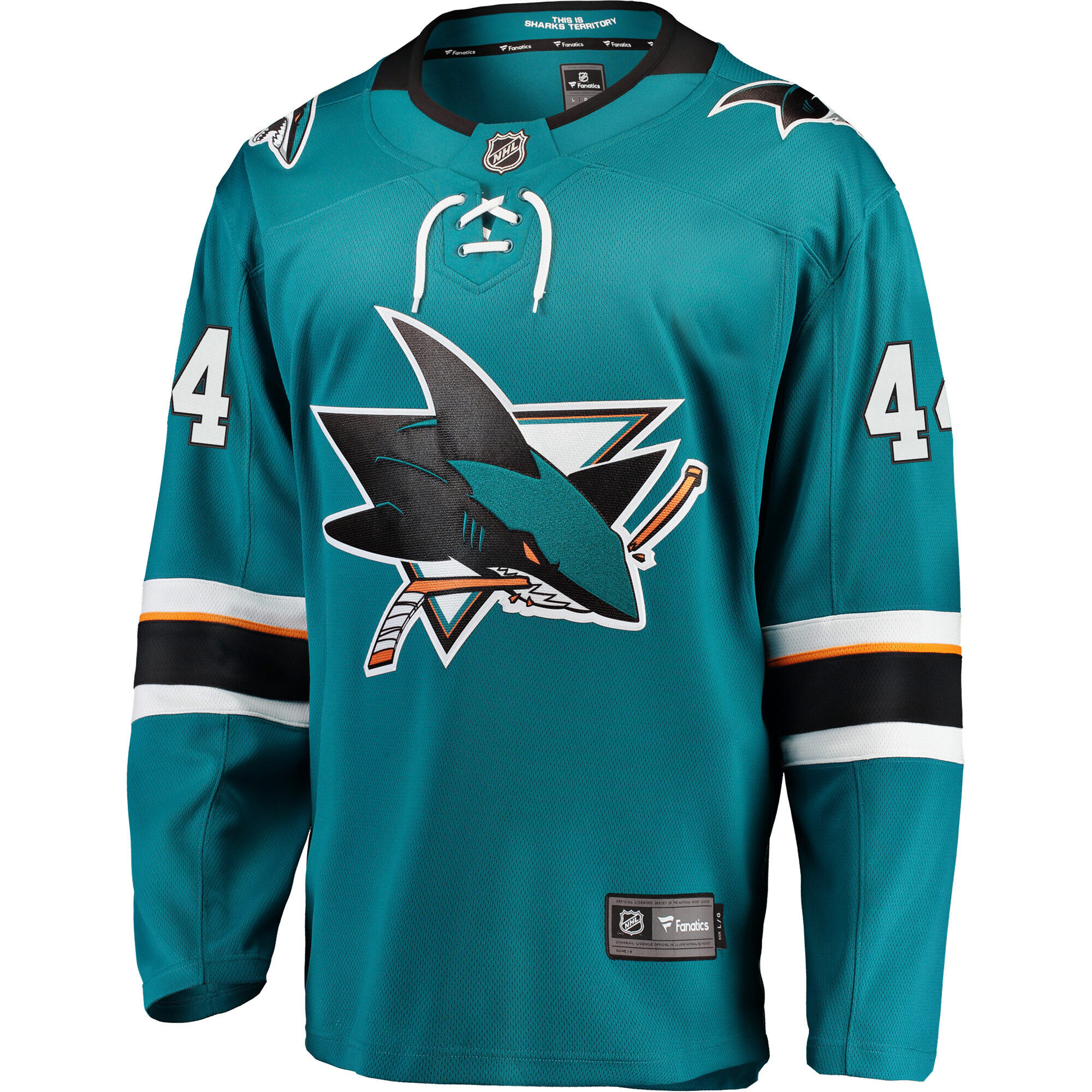 Alternative view of Men's San Jose Sharks Marc-Edouard Vlasic Teal Premier Breakaway Player Jersey - JS200 