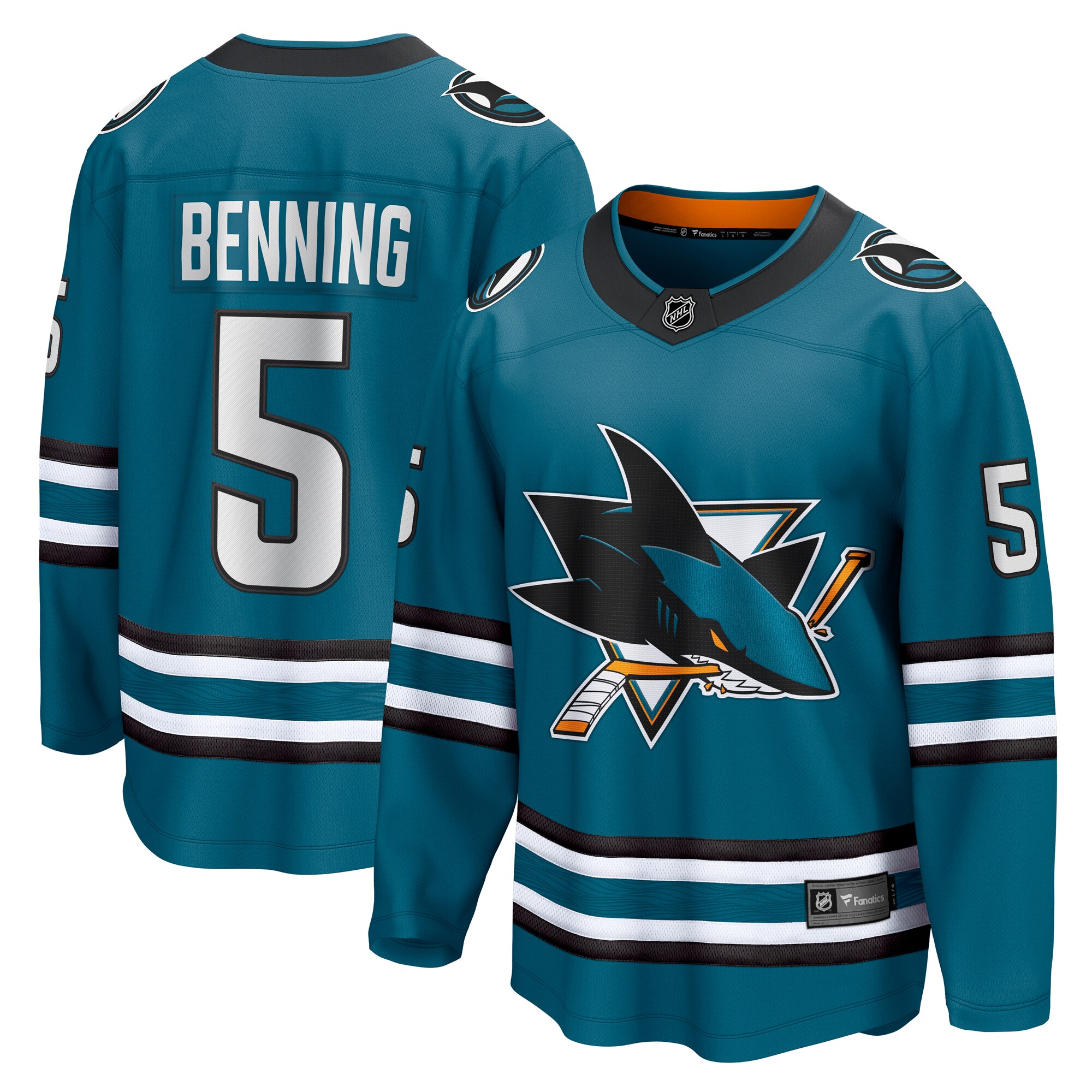 Men's San Jose Sharks Matt Benning Teal Home Breakaway Jersey - JS285 