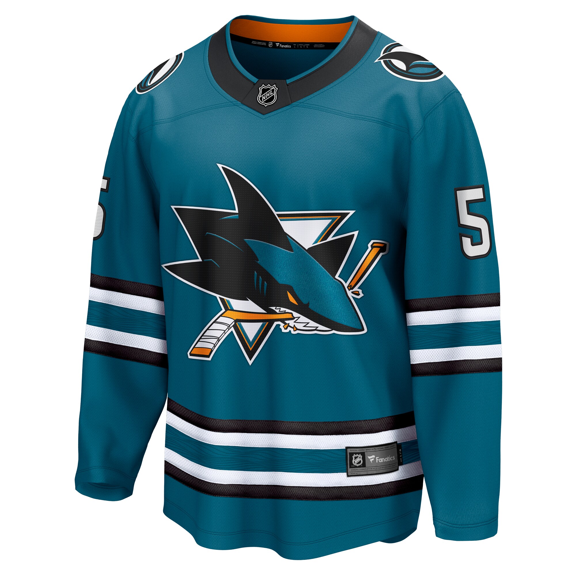 Alternative view of Men's San Jose Sharks Matt Benning Teal Home Breakaway Jersey - JS285 