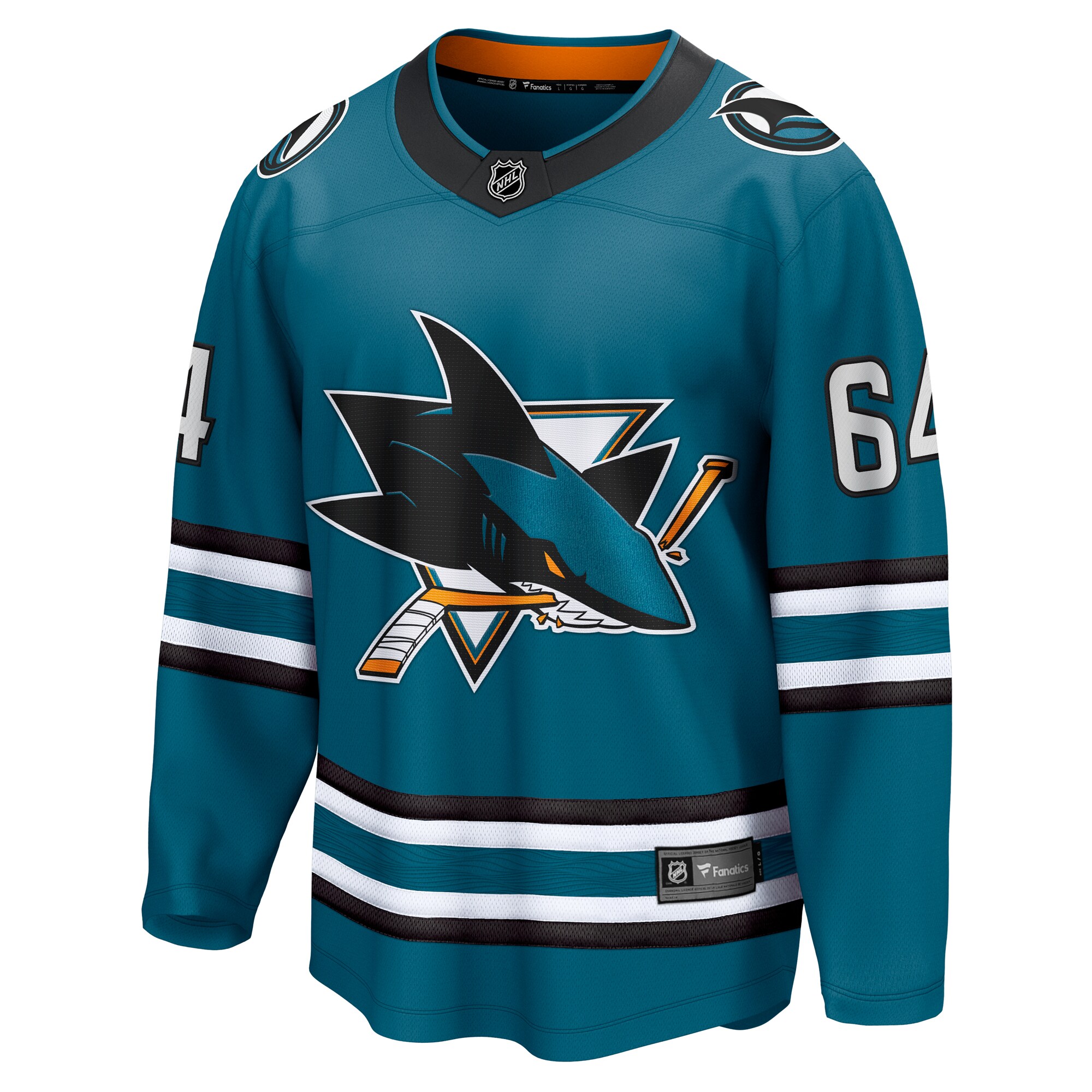 Alternative view of Men's San Jose Sharks Mikael Granlund Teal Home Breakaway Jersey - JS468 