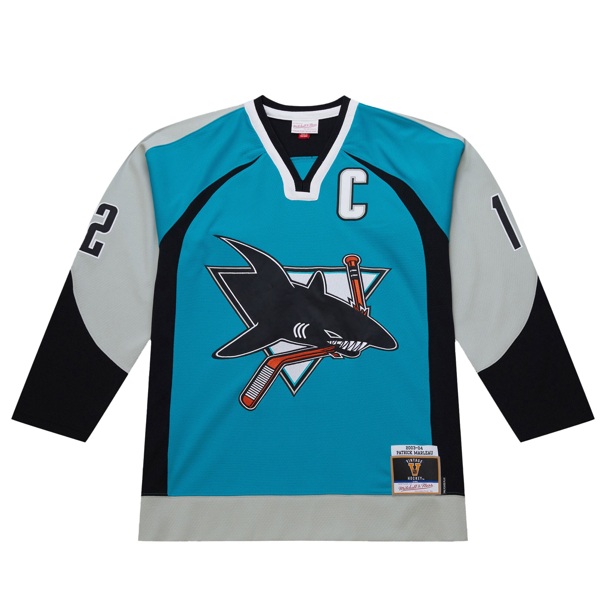 Alternative view of Men's San Jose Sharks Patrick Marleau Teal 2003-04 Power Play Jersey - JS413 