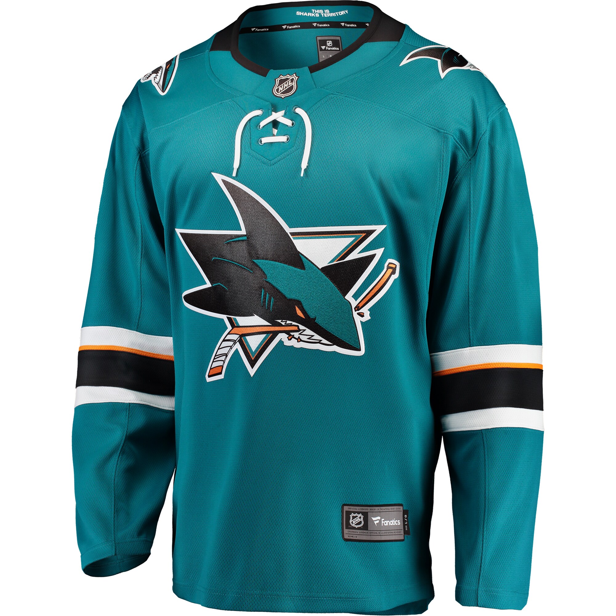Alternative view of Men's San Jose Sharks Teal Breakaway Home Jersey - JS633 