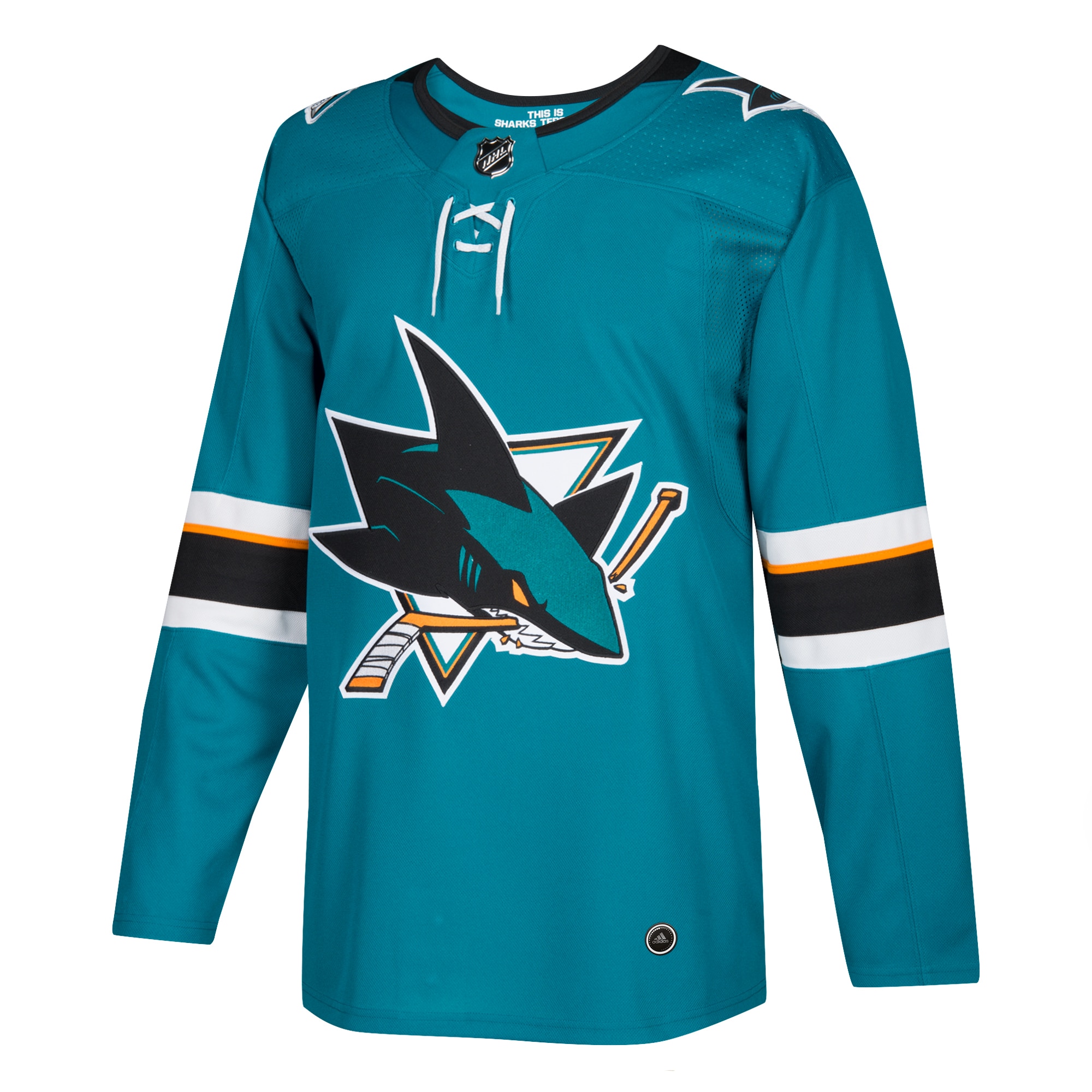 Alternative view of Men's San Jose Sharks Teal Home Blank Jersey - JS906 