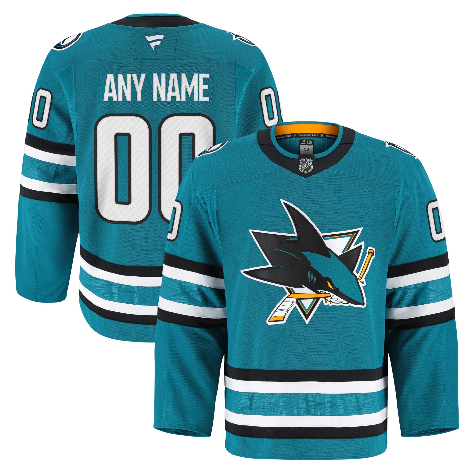 Men's San Jose Sharks Teal Home Pro Custom Jersey - JS345 