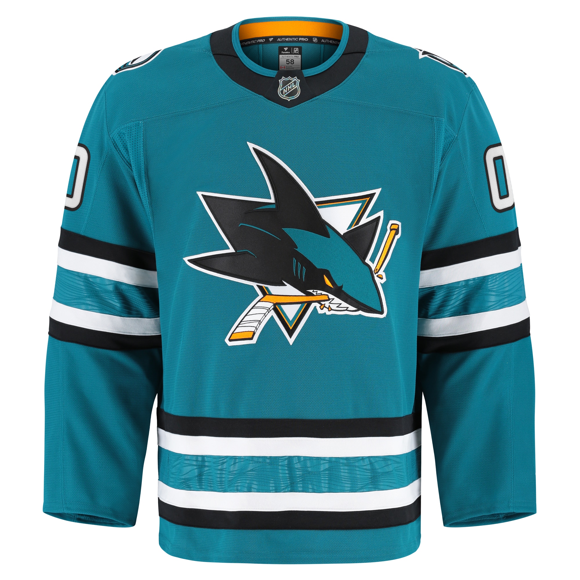 Alternative view of Men's San Jose Sharks Teal Home Pro Custom Jersey - JS585 