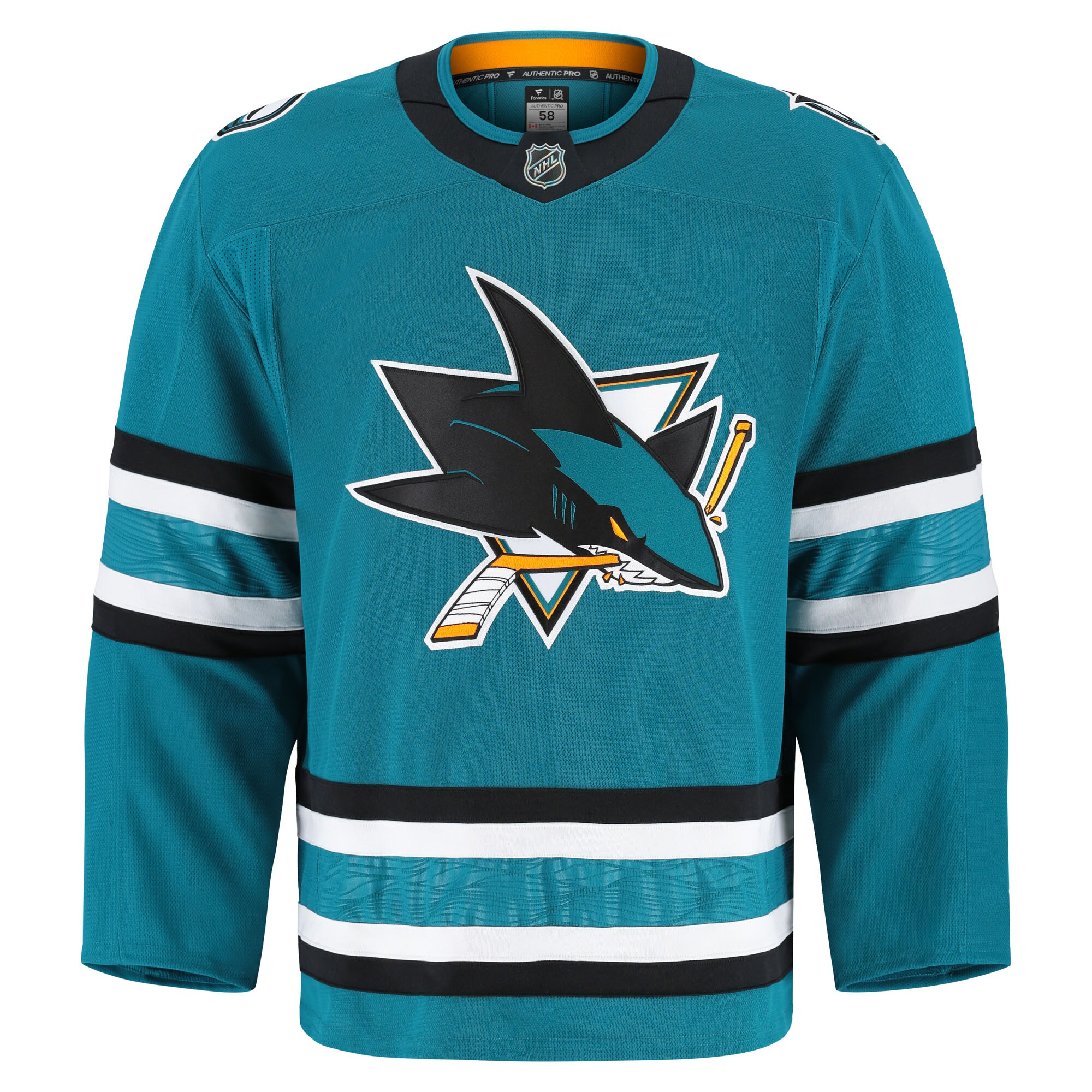 Alternative view of Men's San Jose Sharks Teal Home Pro Jersey - JS972 