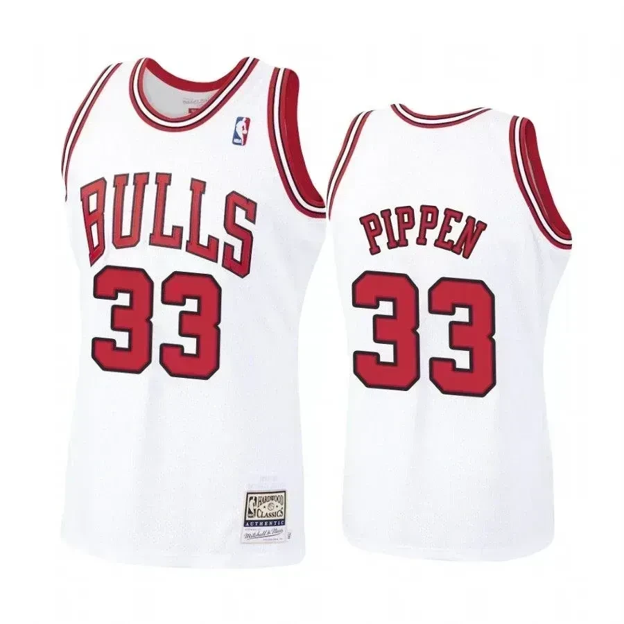 Men's Scottie Pippen 33 Chicago Bulls White Hardwood Classics Jersey - JS960 