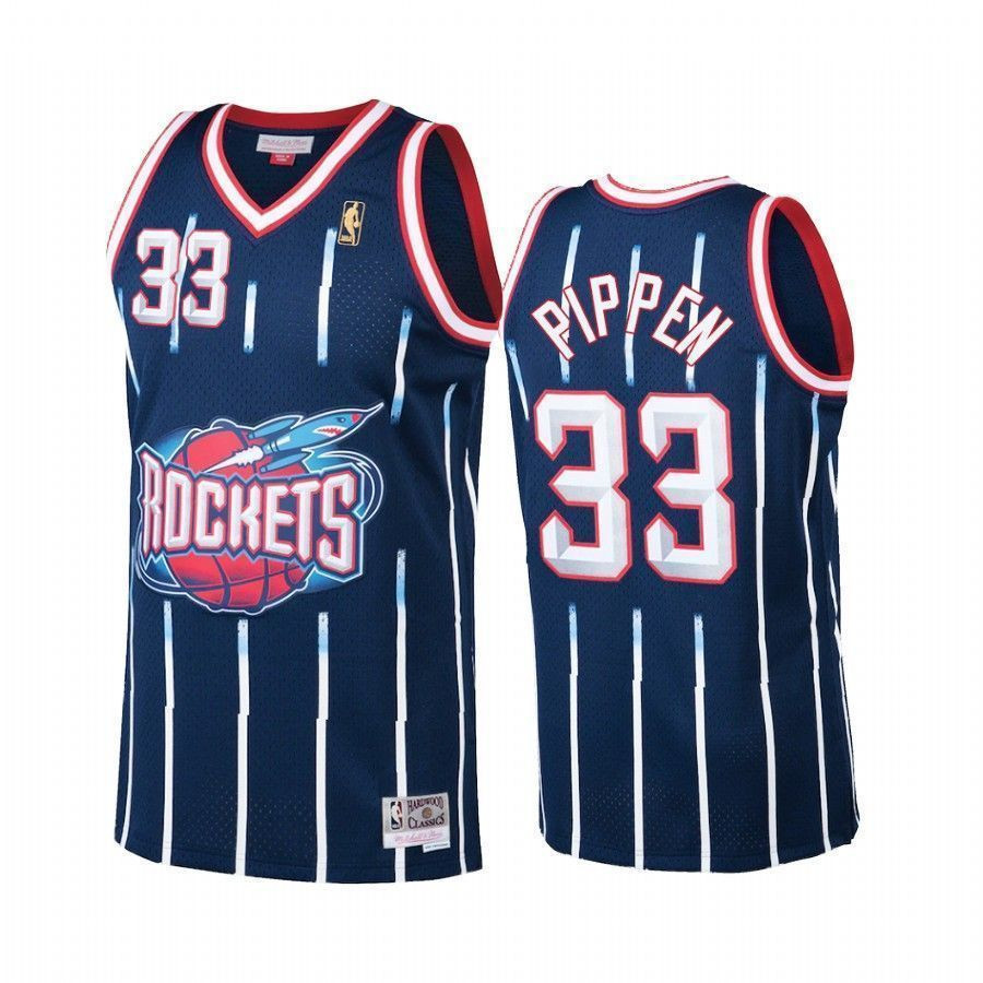 Men's Scottie Pippen Houston Rockets Navy Jersey Hardwood Classics 1998 - JS883 