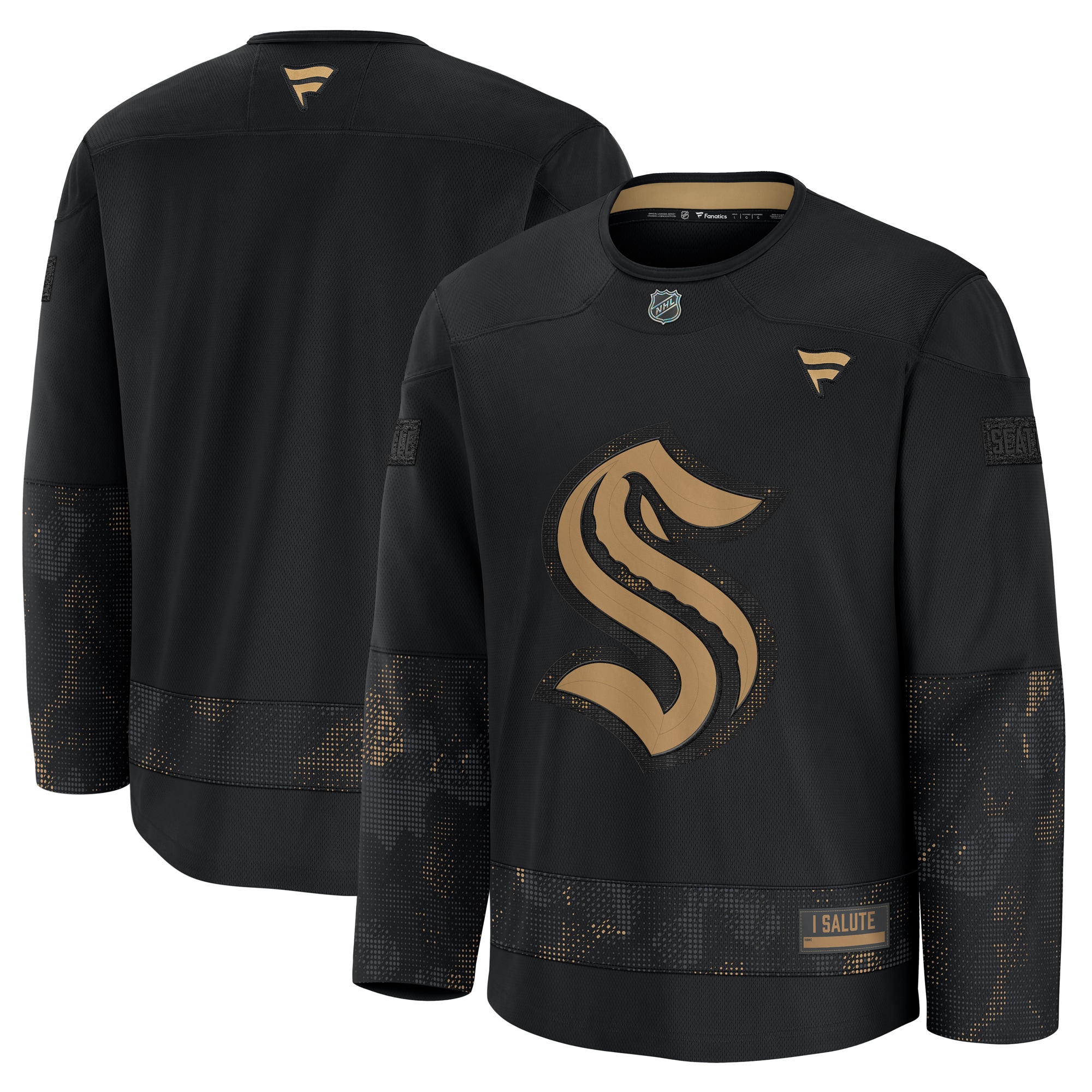 Men's Seattle Kraken Black 2024 Military Appreciation Practice Jersey - JS785 