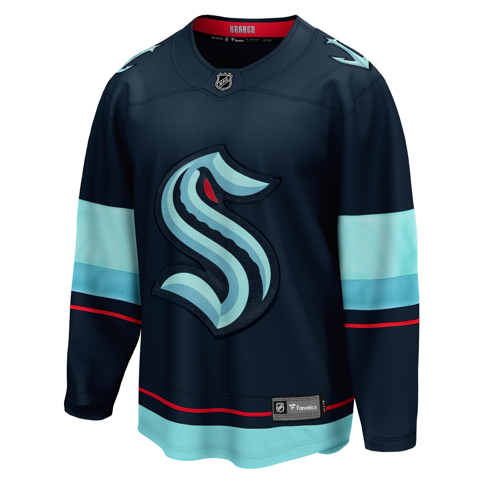 Alternative view of Men's Seattle Kraken Deep Sea Blue Home Breakaway Jersey - JS551 