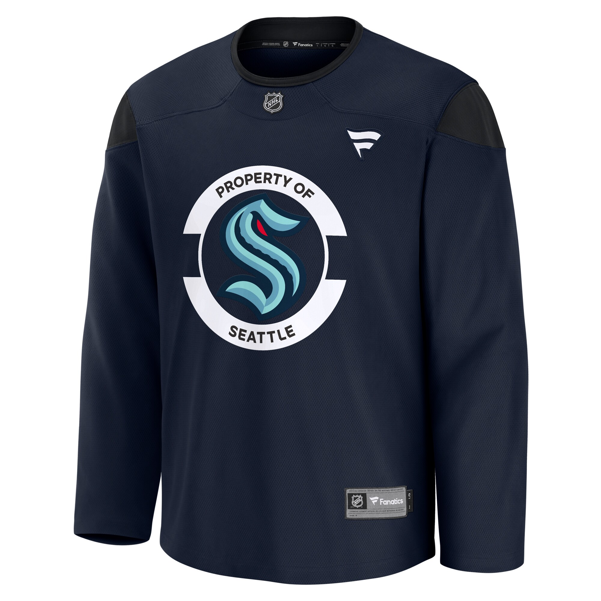 Alternative view of Men's Seattle Kraken Deep Sea Blue Team Practice Jersey - JS870 