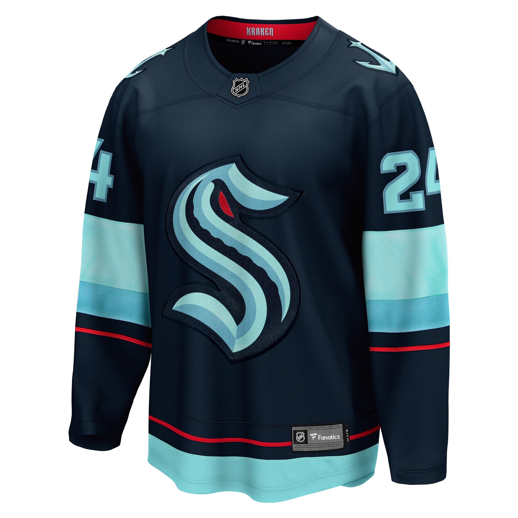 Alternative view of Men's Seattle Kraken Jamie Oleksiak Deep Sea Blue Home Breakaway Player Jersey - JS805 