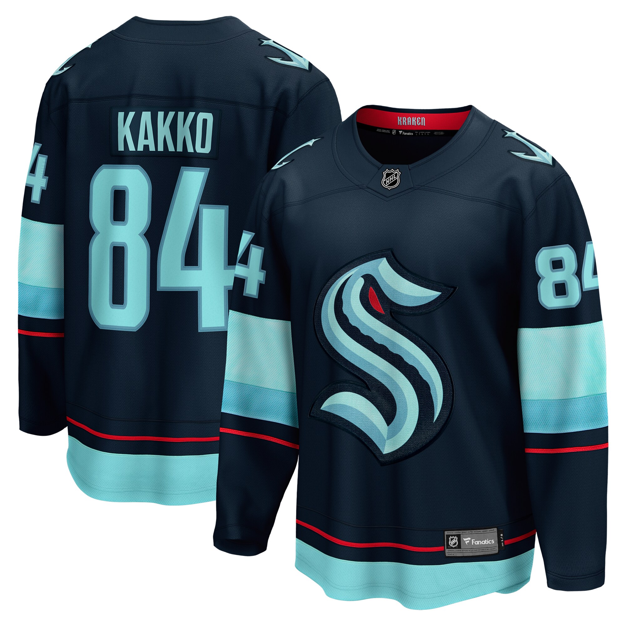 Men's Seattle Kraken Kaapo Kakko Deep Sea Blue Home Breakaway Player Jersey - JS223 