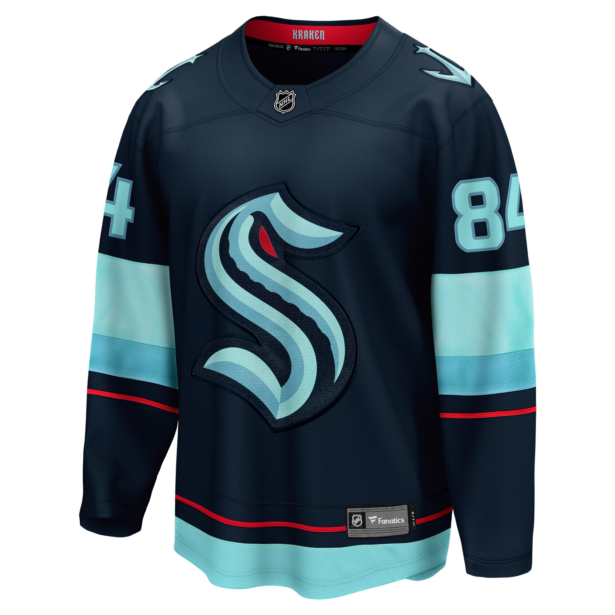 Alternative view of Men's Seattle Kraken Kaapo Kakko Deep Sea Blue Home Breakaway Player Jersey - JS223 