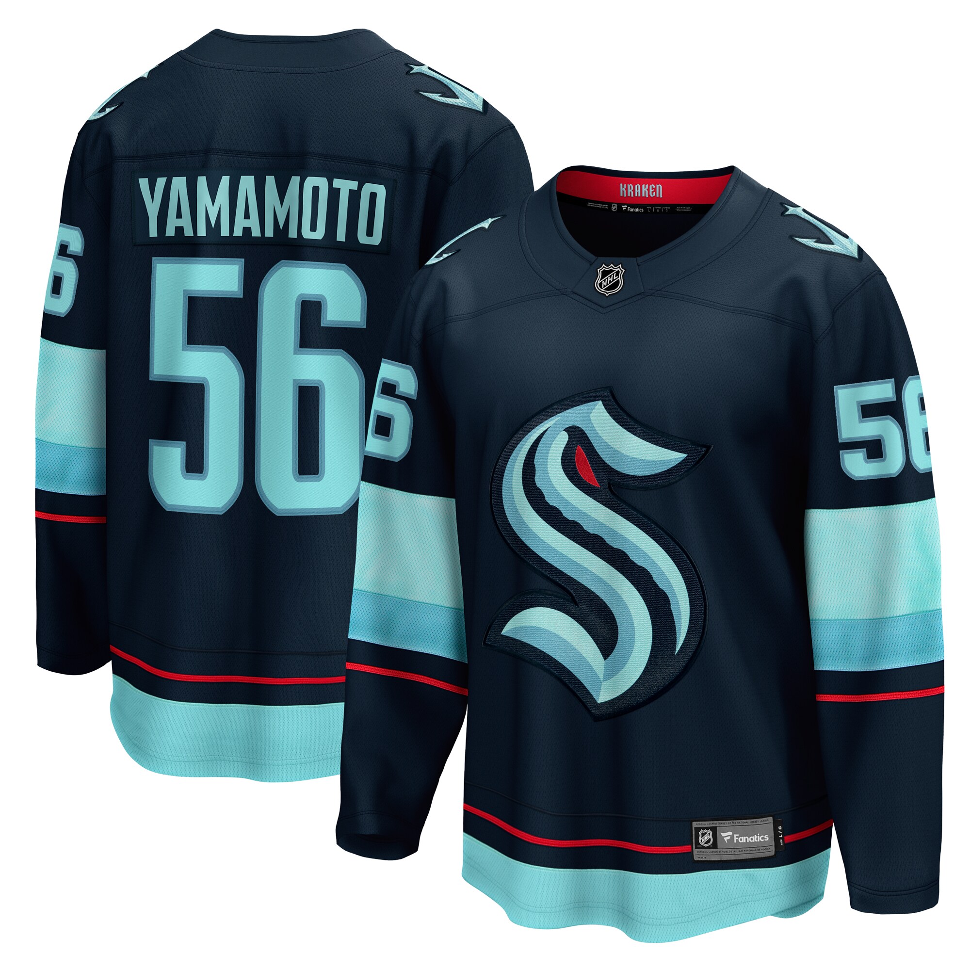 Men's Seattle Kraken Kailer Yamamoto Deep Sea Blue Home Breakaway Player Jersey - JS454 