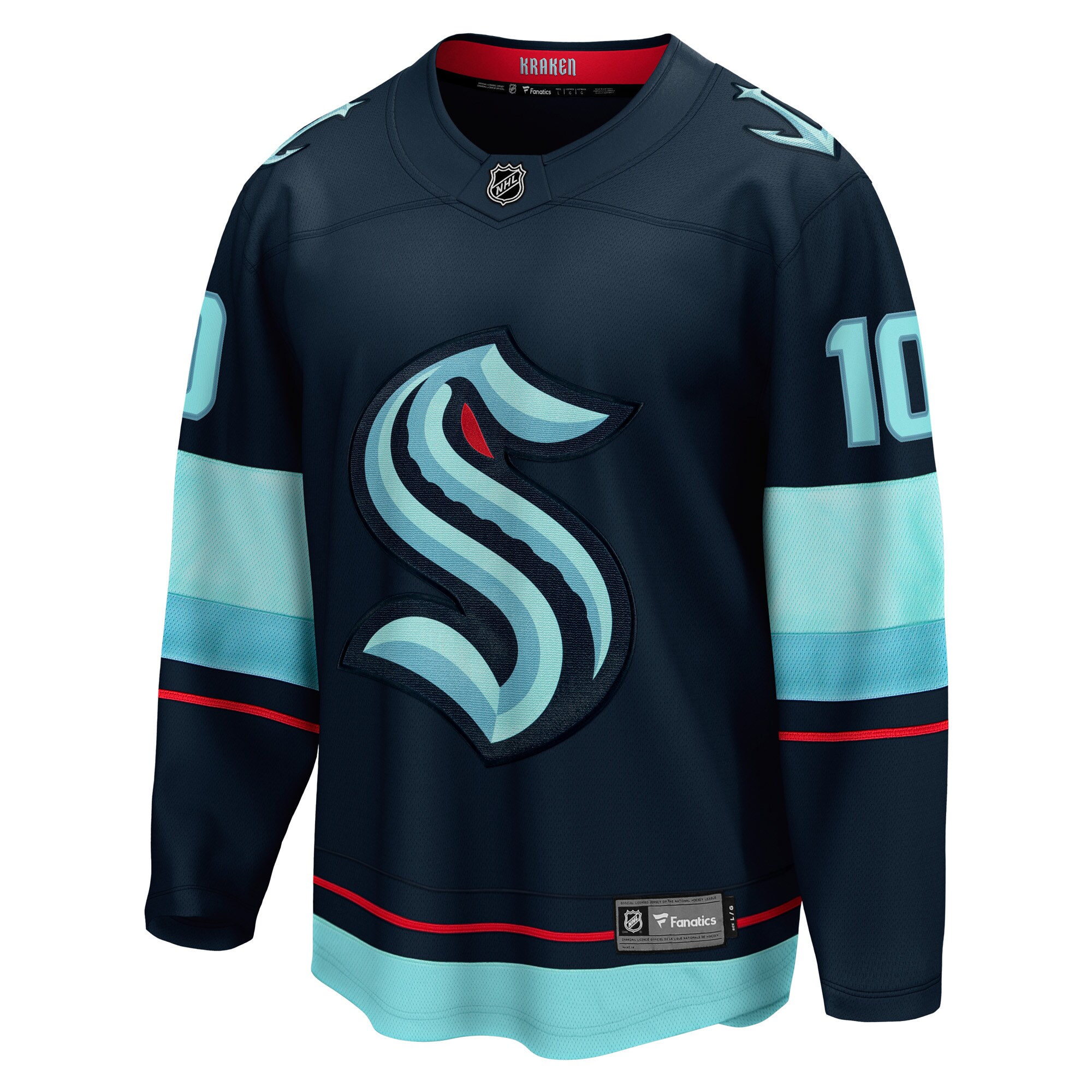 Alternative view of Men's Seattle Kraken Matty Beniers Deep Sea Blue Premier Breakaway Player Jersey - JS603 