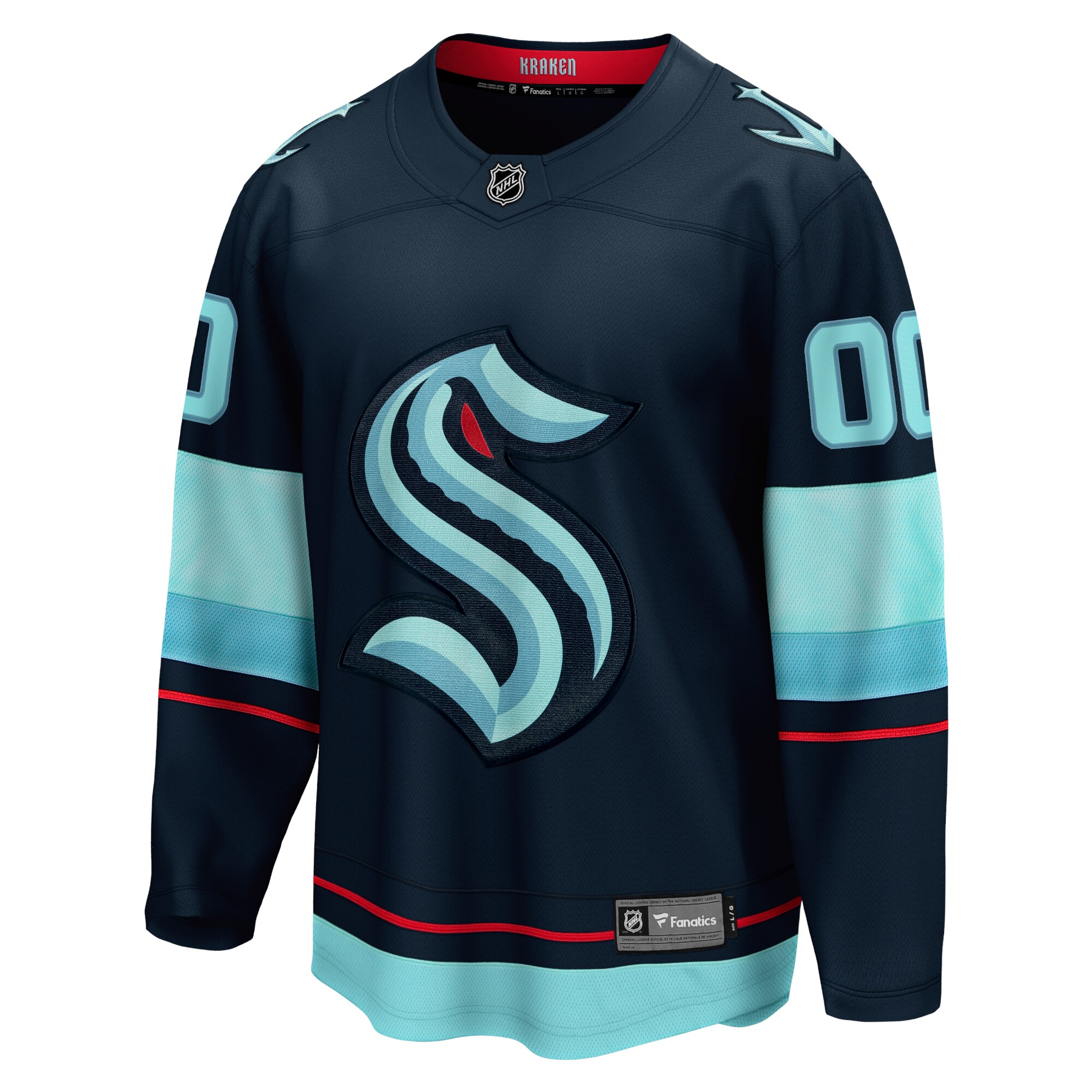 Alternative view of Men's Seattle Kraken Navy Home Breakaway Custom Jersey - JS899 