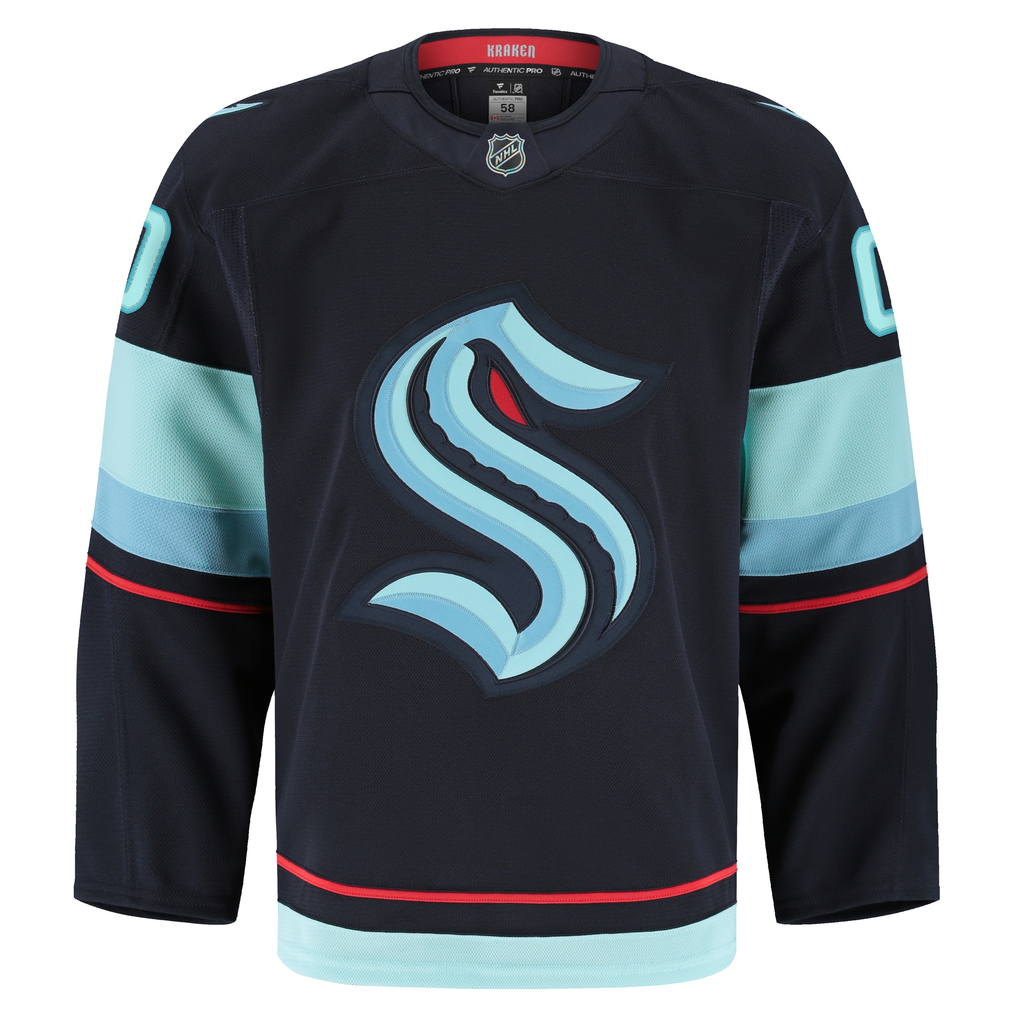 Alternative view of Men's Seattle Kraken Navy Home Pro Custom Jersey - JS247 