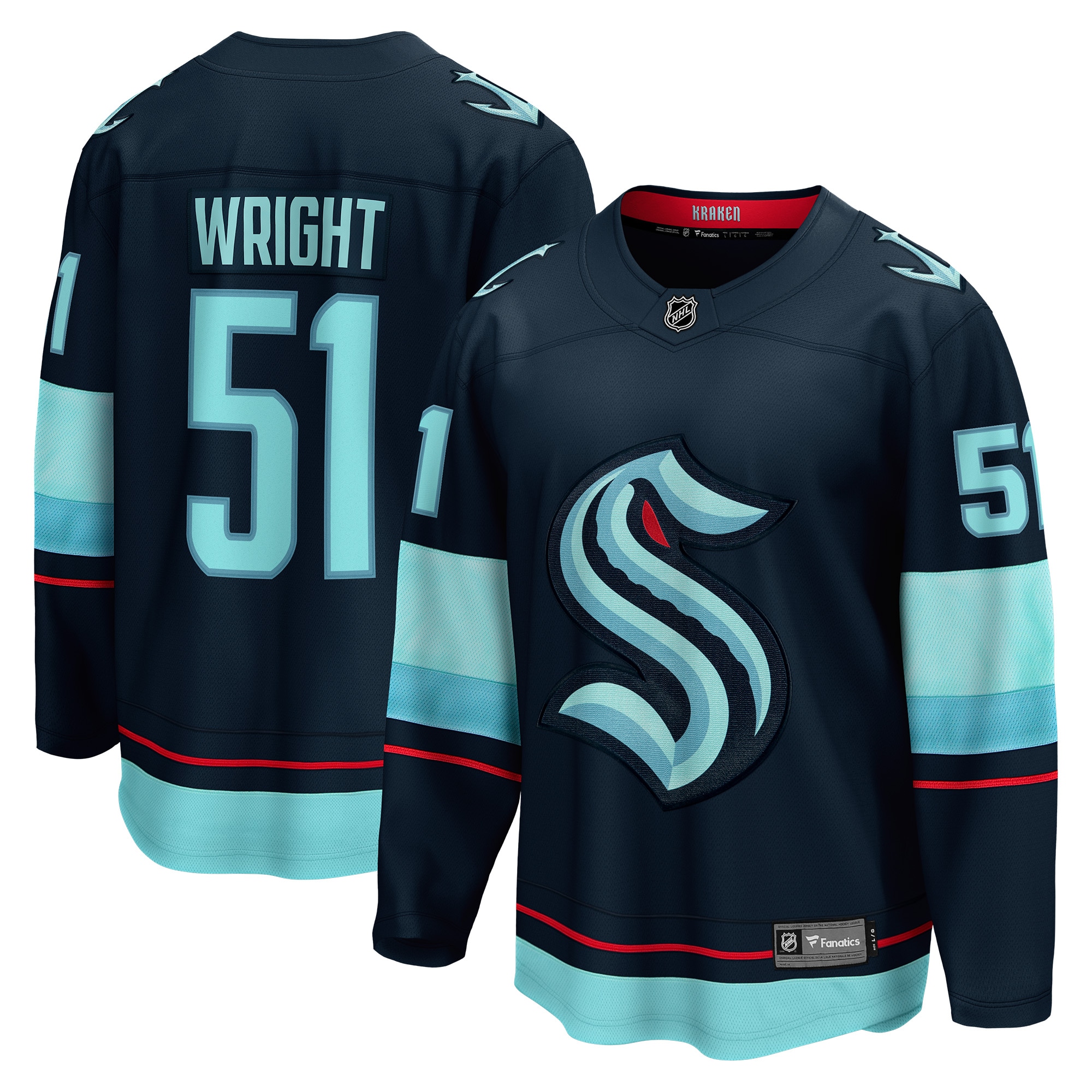 Men's Seattle Kraken Shane Wright Deep Sea Blue Home Breakaway Player Jersey - JS813 