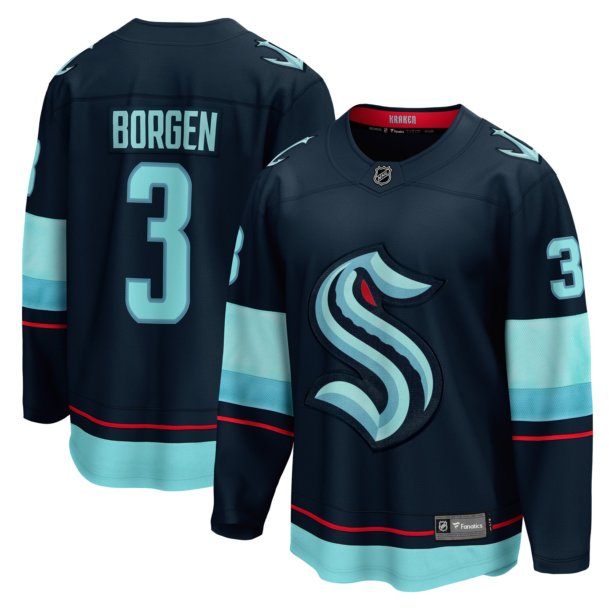 Men's Seattle Kraken Will Borgen Deep Sea Blue Home Breakaway Player Jersey - JS476 