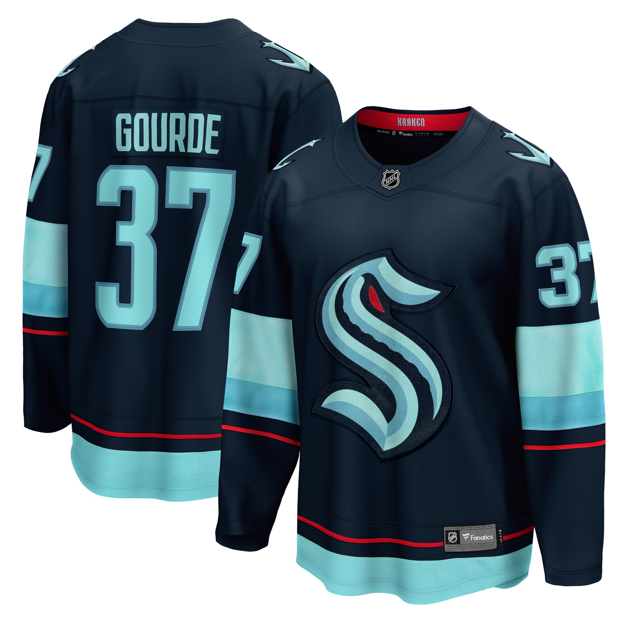 Men's Seattle Kraken Yanni Gourde Deep Sea Blue Home Breakaway Player Jersey - JS725 