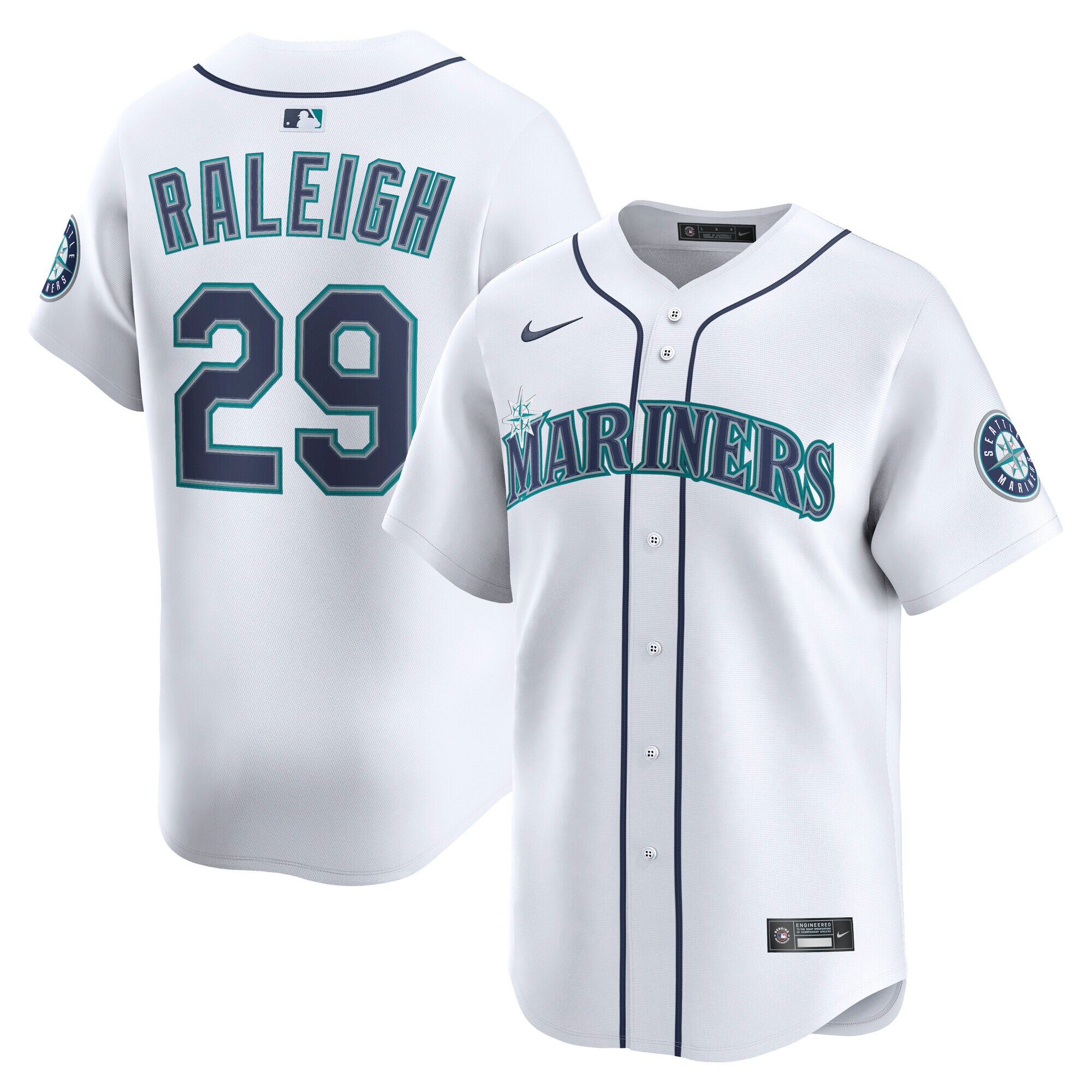Men's Seattle Mariners Cal Raleigh White Alternate Limited Player Jersey 
