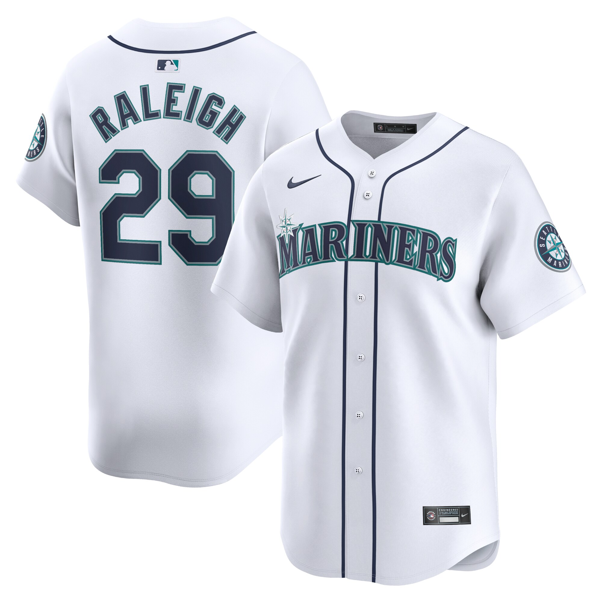 Men's Seattle Mariners Cal Raleigh White Home Limited Player Jersey 