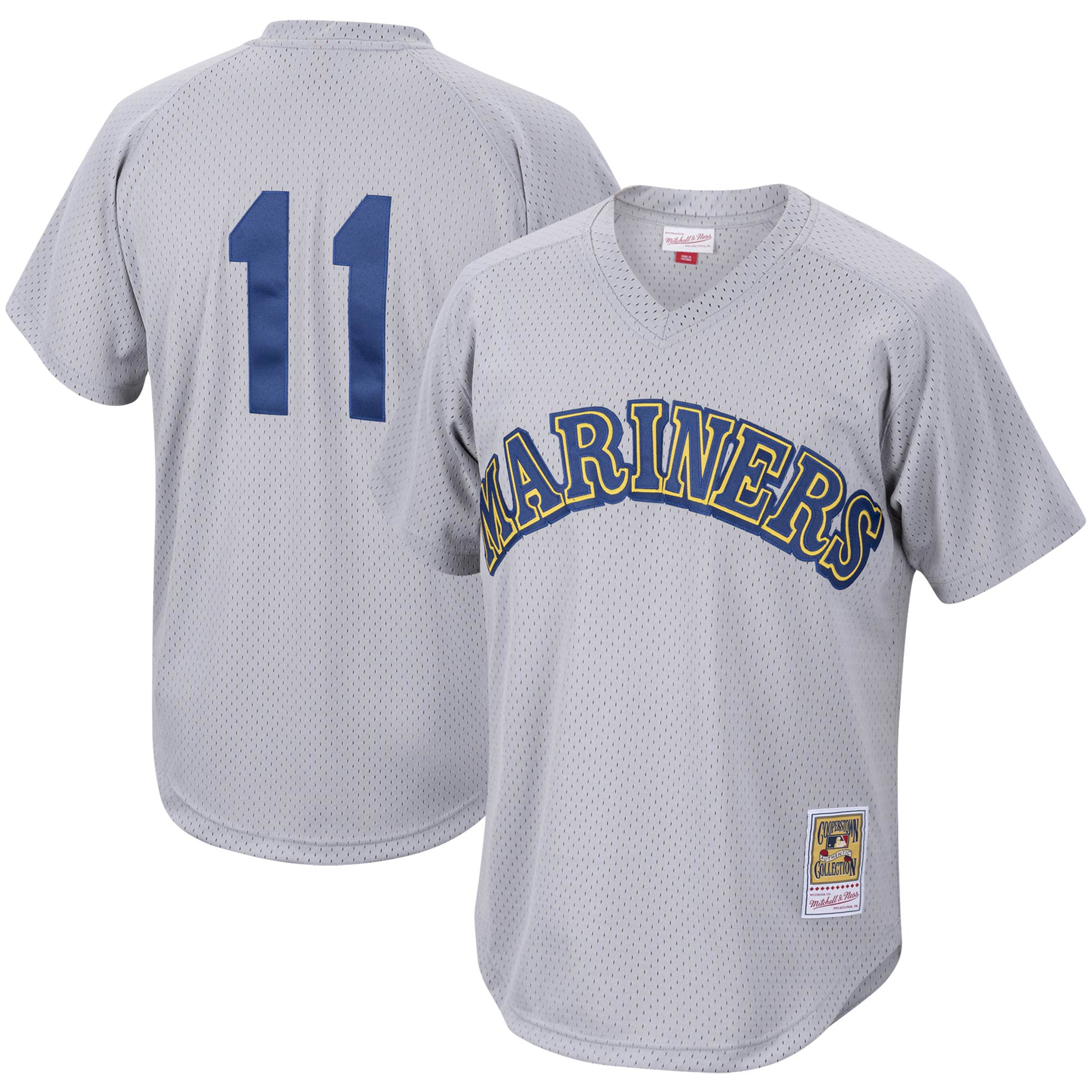 Men's Seattle Mariners Edgar Martinez Mitchell & Ness Charcoal Cooperstown Collection Mesh Batting Practice Jersey 