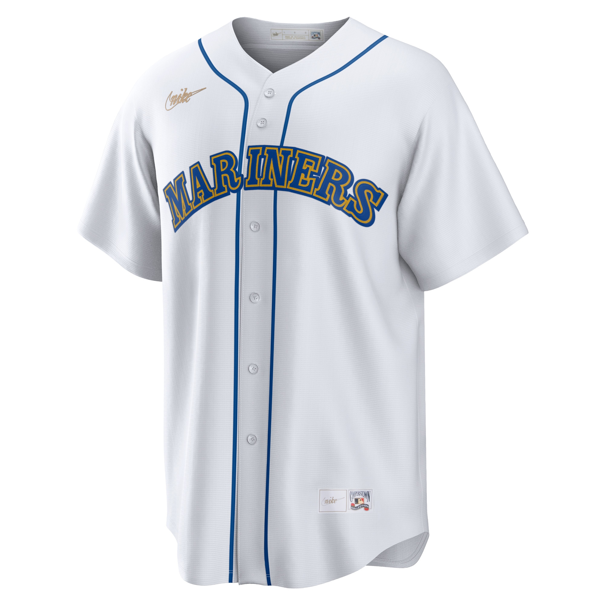 Alternative view of Men's Seattle Mariners Edgar Martinez White Home Cooperstown Collection Player Jersey 