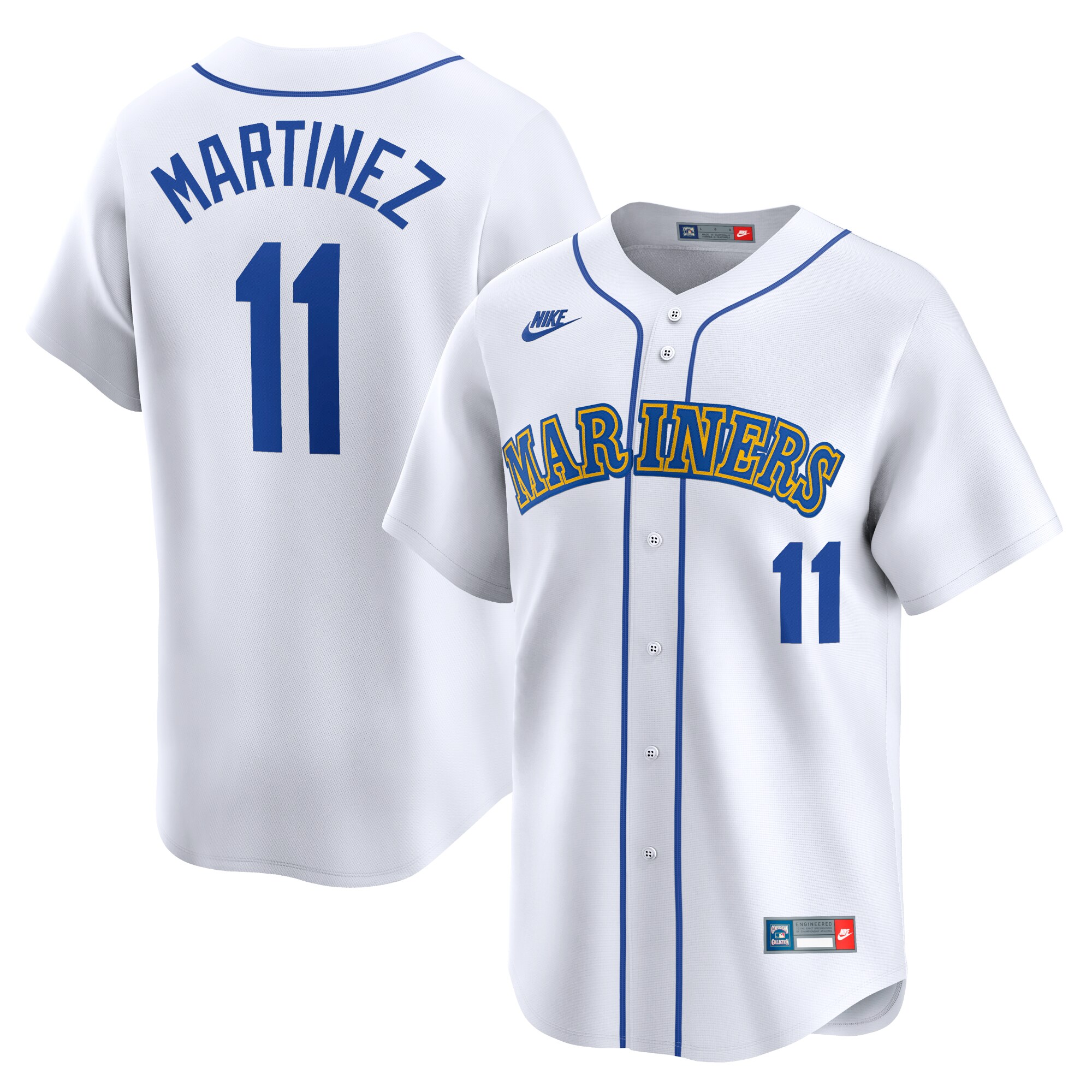 Men's Seattle Mariners Edgar Martinez White Throwback Cooperstown Limited Jersey 