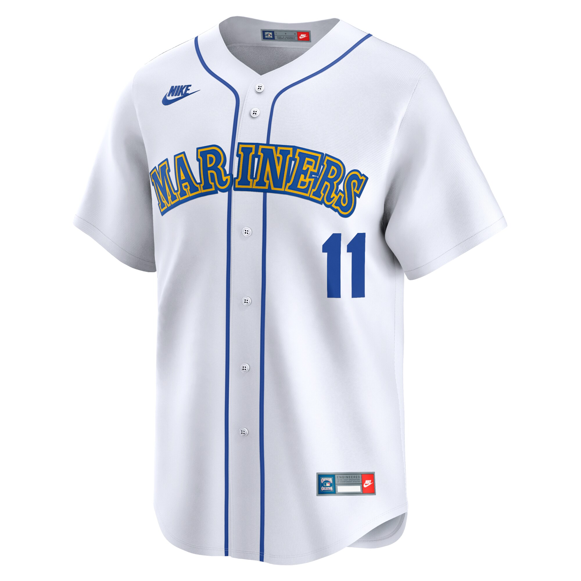 Alternative view of Men's Seattle Mariners Edgar Martinez White Throwback Cooperstown Limited Jersey 