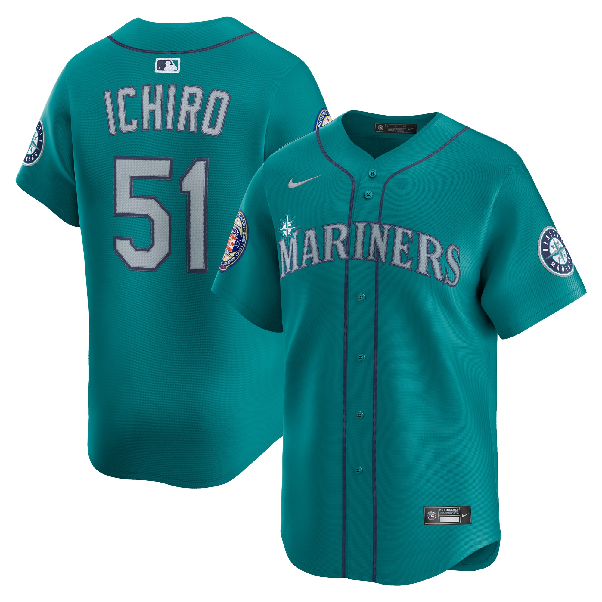 Men's Seattle Mariners Ichiro Suzuki Aqua 2025 National Baseball Hall of Fame Alternate Limited Player Jersey 