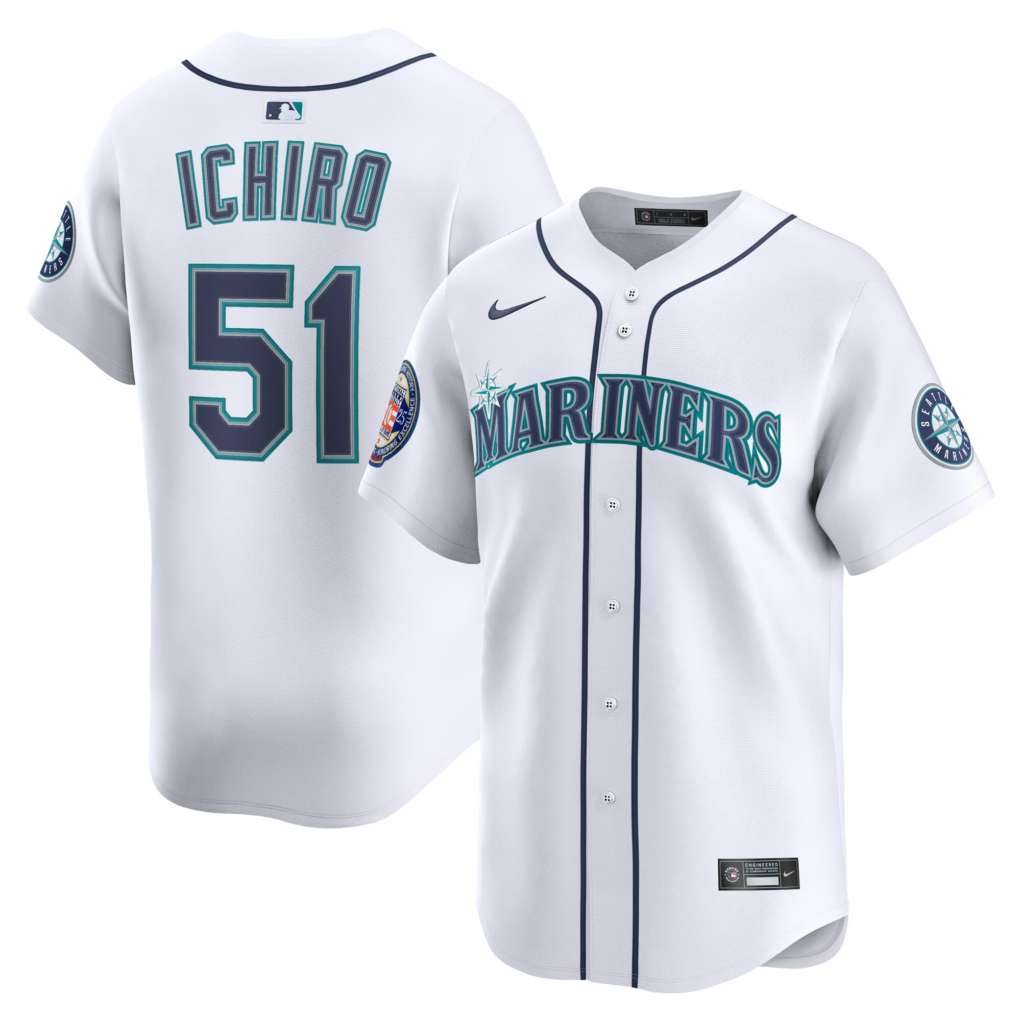 Men's Seattle Mariners Ichiro Suzuki White 2025 National Baseball Hall of Fame Home Limited Player Jersey 