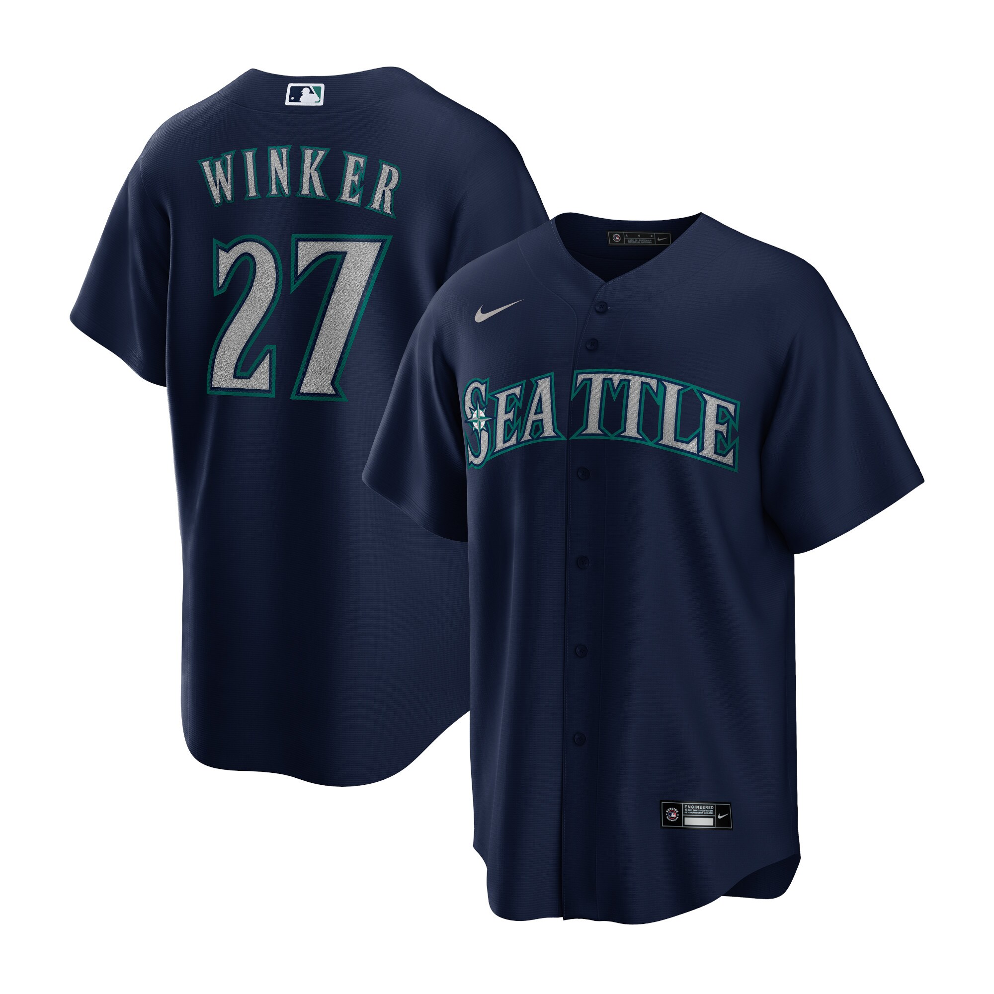 Men's Seattle Mariners Jesse Winker Navy Alternate Player Jersey 
