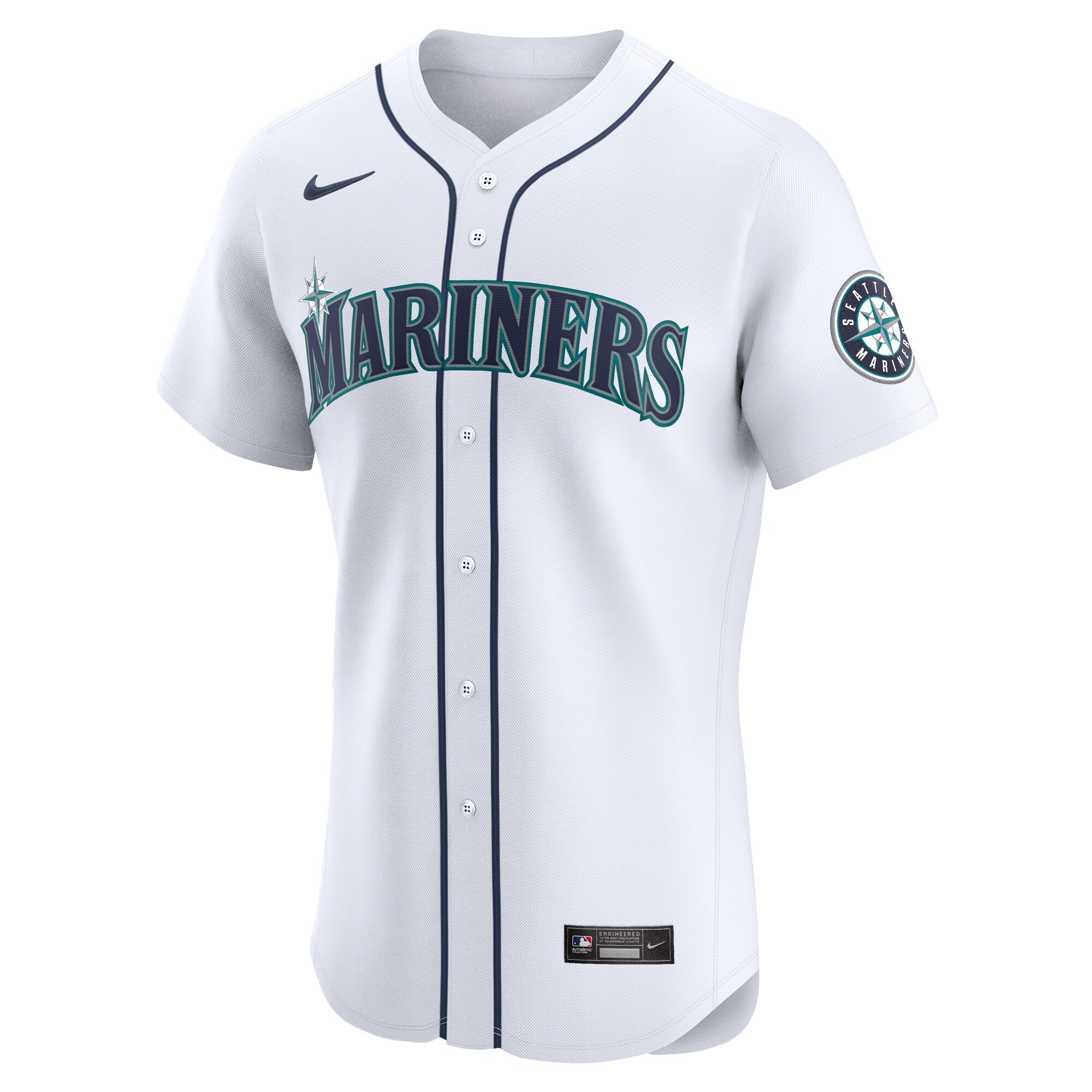 Alternative view of Men's Seattle Mariners Julio Rodríguez White Home Elite Player Jersey 